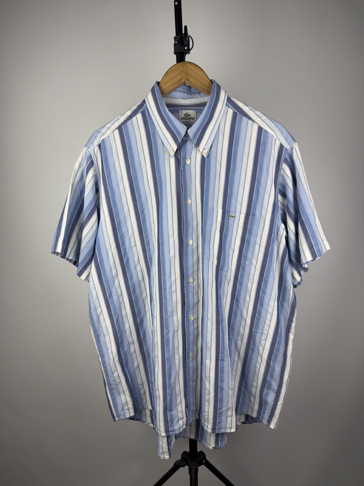 Lacoste Vntg 90s Retro striped Lacoste Old Money Style Short Shirt Size US L / EU 52-54 / 3 - 1 Thumbnail