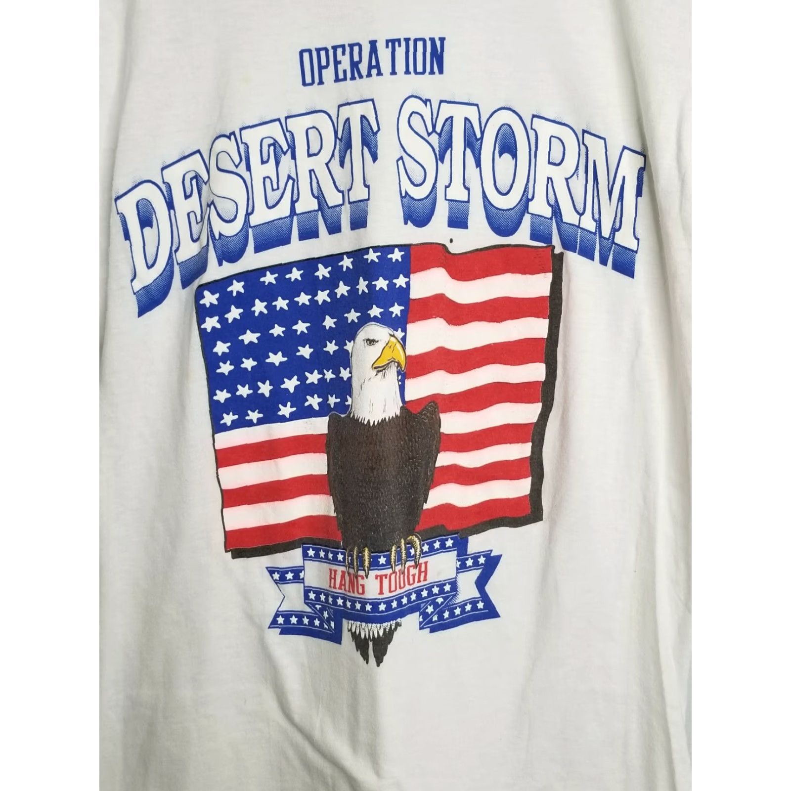 Vintage VINTAGE Desert Storm T Shirt Mens M Ringer White 80s Storm Eagle Flag Graphic Tee Mens Size US M / EU 48-50 / 2 - 2 Thumbnail