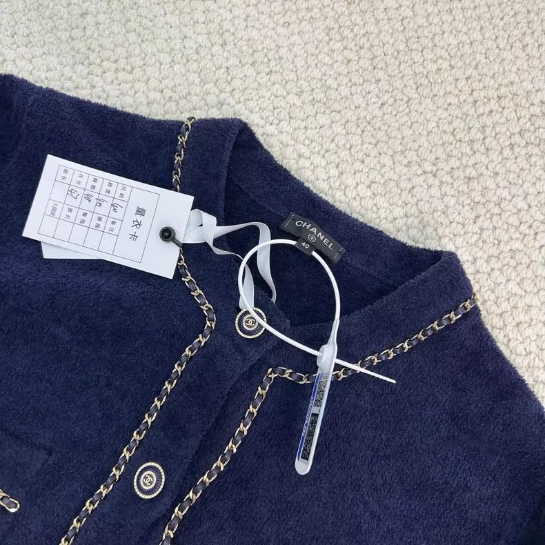 Chanel Chanel Dark blue towel chain cardigan coat Size S / US 4 / IT 40 - 2 Thumbnail