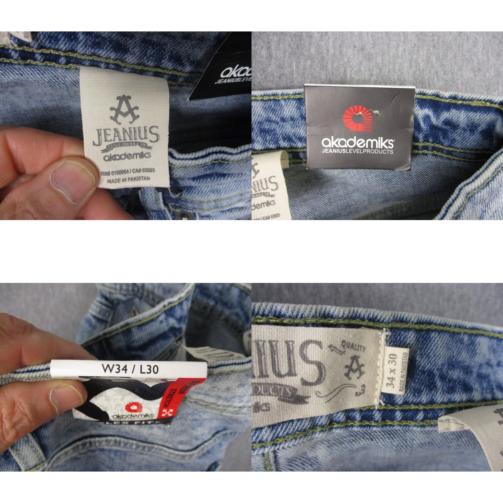 Akademiks Akademiks Jeans Mens 34x30 Blue Slim Tapered Flex Fit Distressed Denim Stretch Jeans Size US 34 / EU 50 - 10 Thumbnail