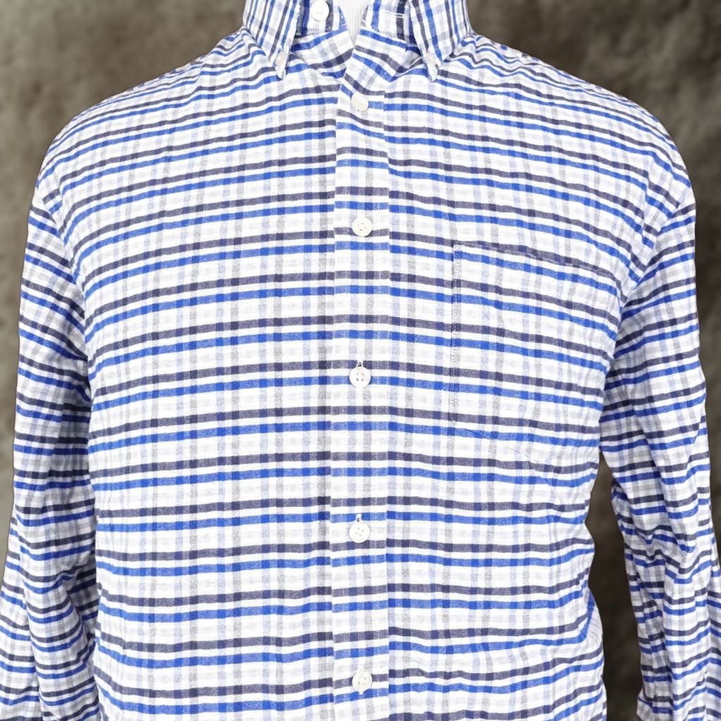 Charles Tyrwhitt Vintage Charles Tyrwhitt Blue Check Cotton Classic Fit Flannel Button-Down Shirt Men XL Size US XL / EU 56 / 4 - 1 Thumbnail