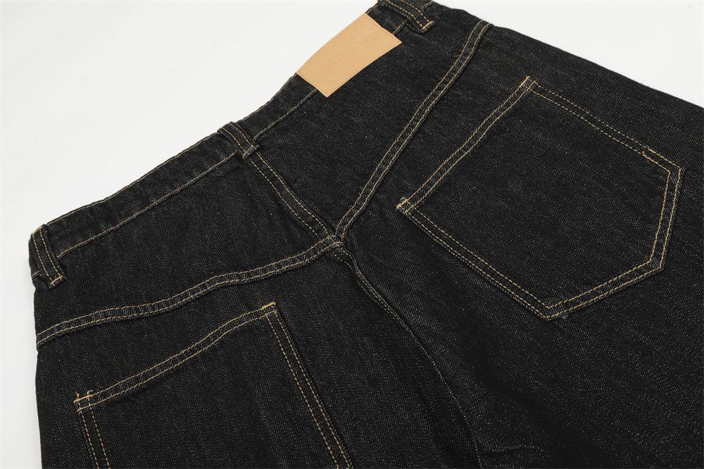 Jean Men's Hip-Hop Loose-Fit Curved-Leg Jeans with Metal Buckles Size US 32 / EU 48 - 4 Thumbnail