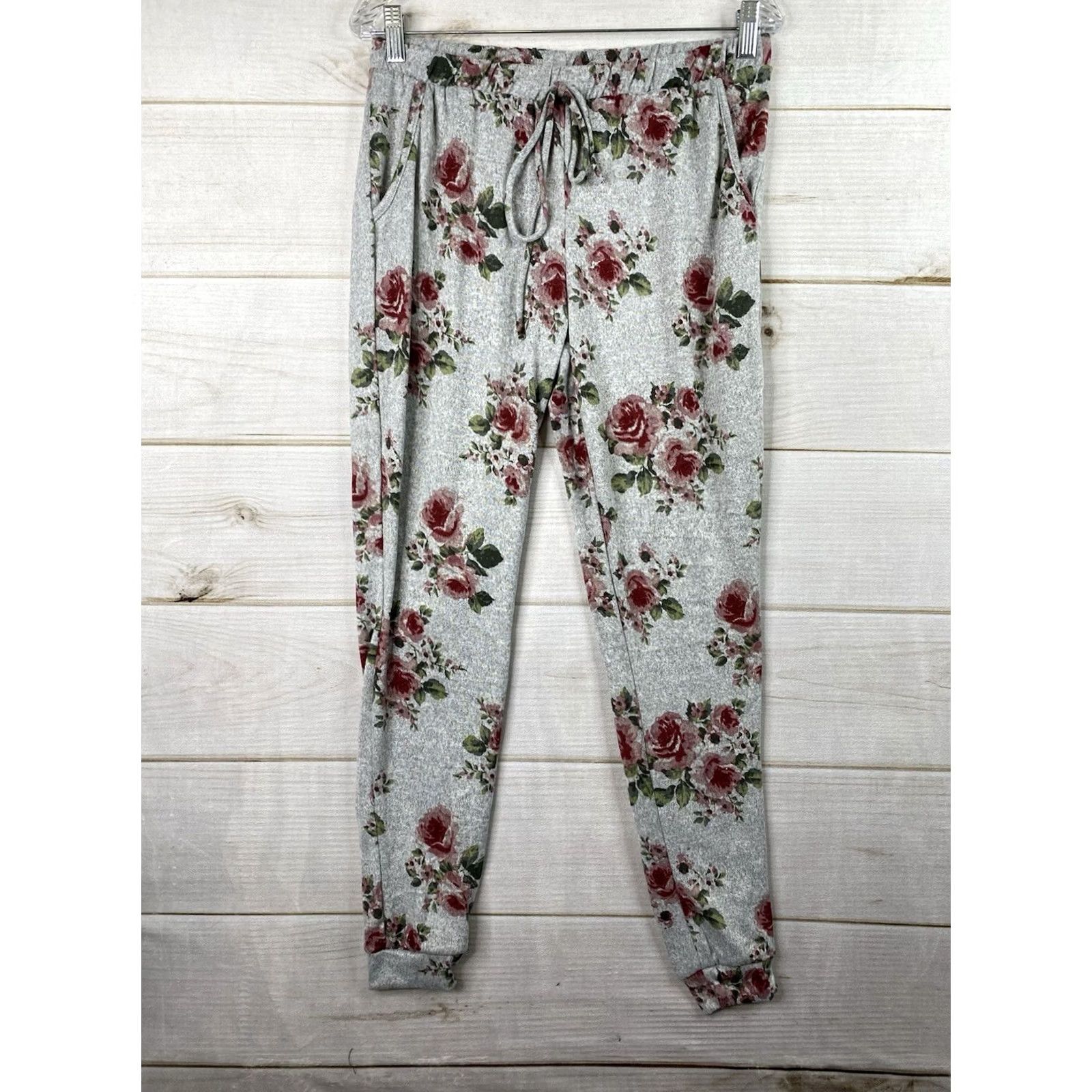 Vintage VINTAGE Line Up 143 Story Top & Jogger Womens S/M Gray Floral Knit Short Sleeve Outfit Size S / US 4 / IT 40 - 4 Thumbnail