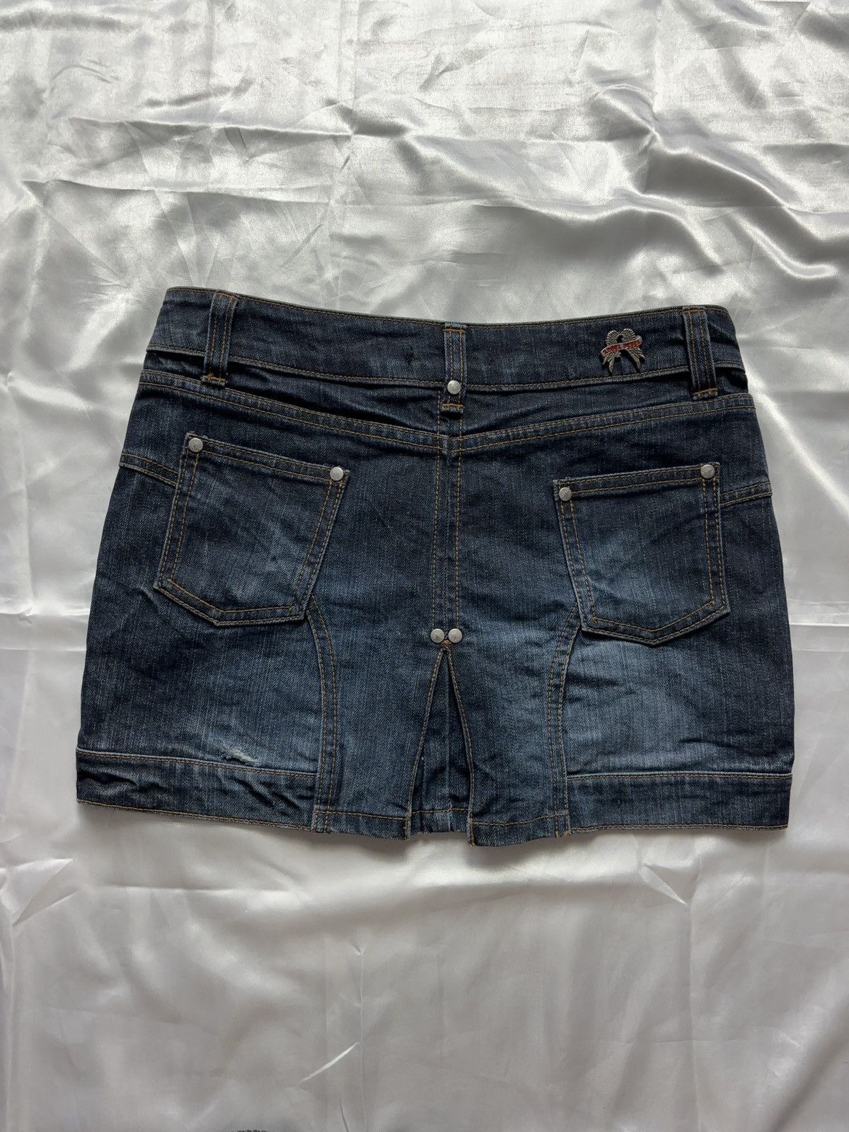 Japanese Brand × Vintage Angel devil Italian vintage washed denim mini skirt Size 27" / US 4 / IT 40 - 3 Thumbnail