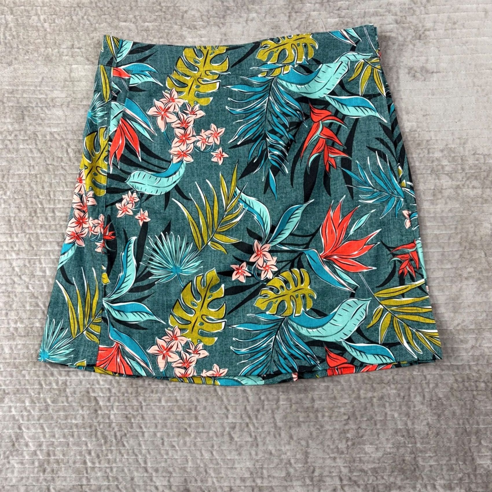 Altea RipSkirt Hawaii Teal Tropical Floral Monstera Leaf Wrap Mini Skirt M Size Size 32" / US 10 / IT 46 - 2 Thumbnail