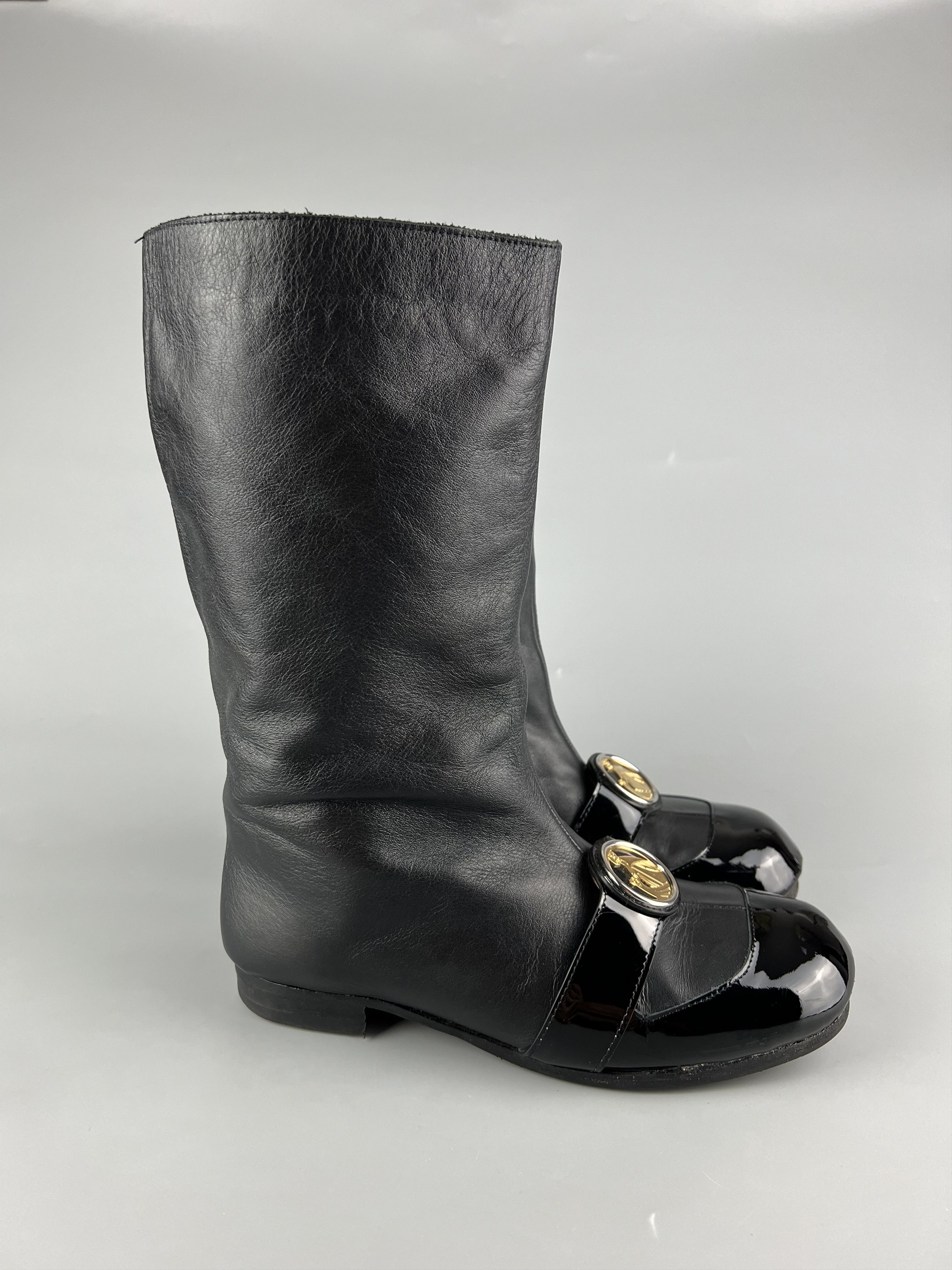 Lanvin Lanvin Vintage Black Leather Boots Size 39 Size US 8 / IT 38 - 2 Thumbnail