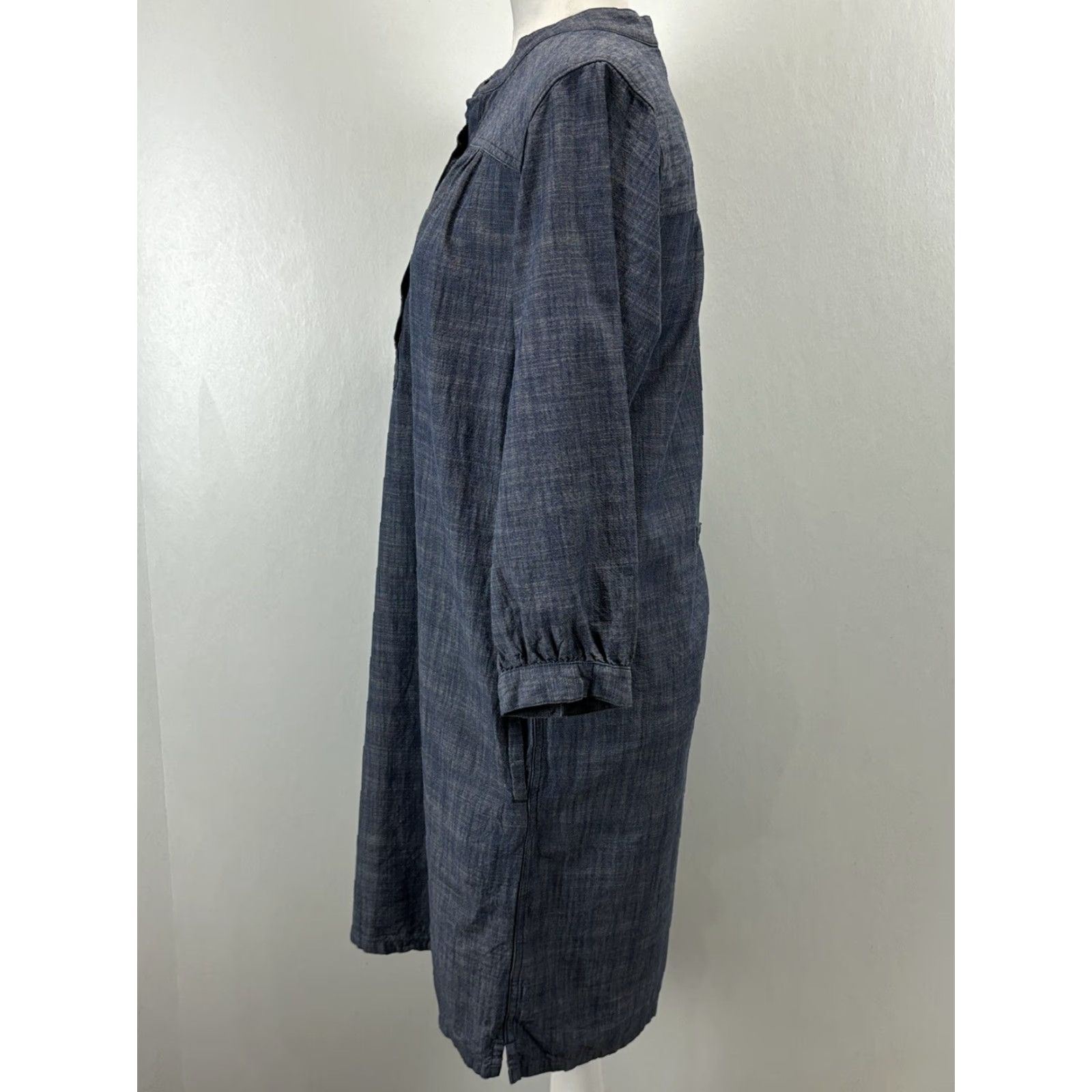 Patagonia Patagonia Organic Cotton Shift Dress 4 Blue Pockets Short No Belt Snap Front Bag? Size 27" / US 4 / IT 40 - 2 Thumbnail