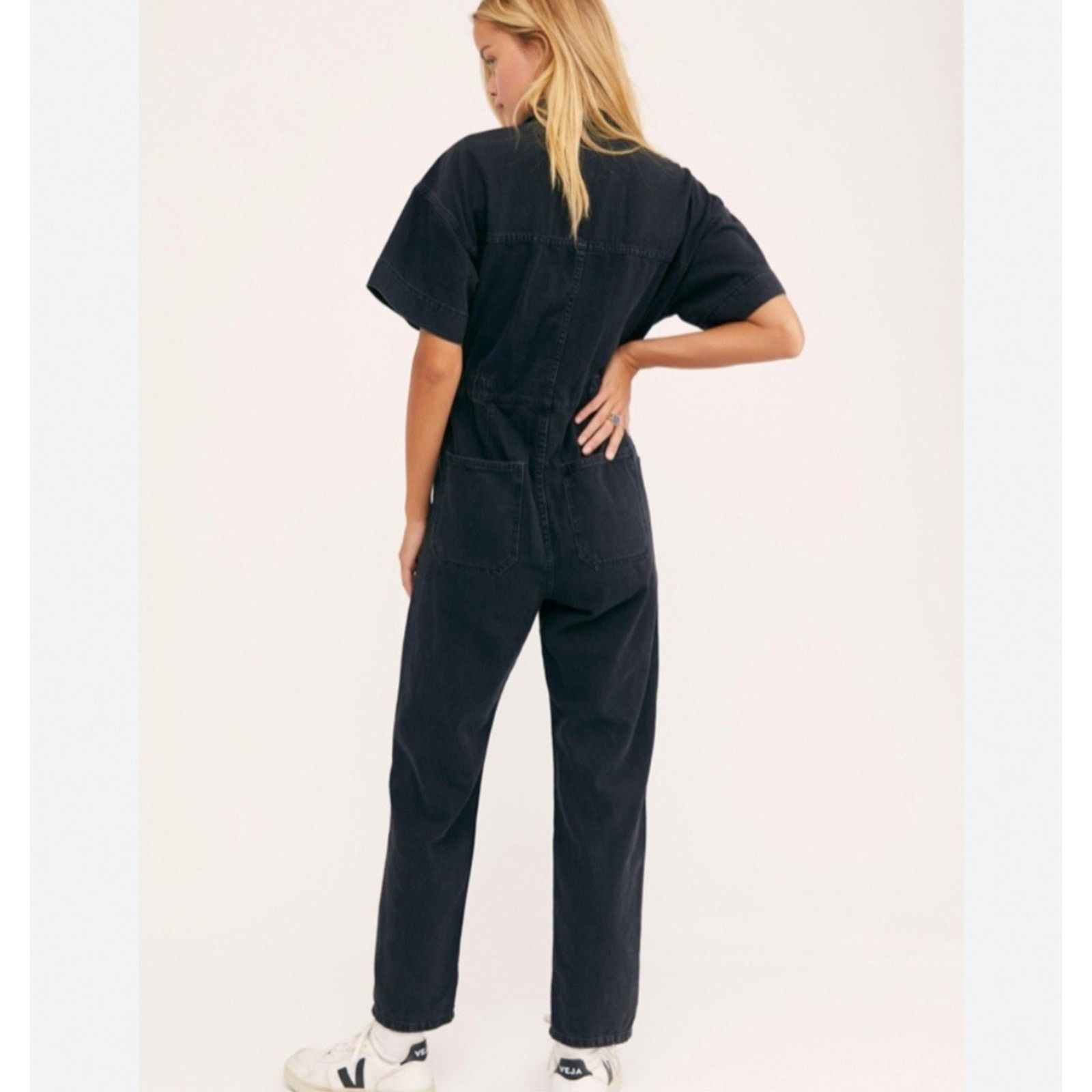Free People Free People We The Free Marci Black Denim Jumpsuit, Size M Size 30" / US 8 / IT 44 - 3 Thumbnail