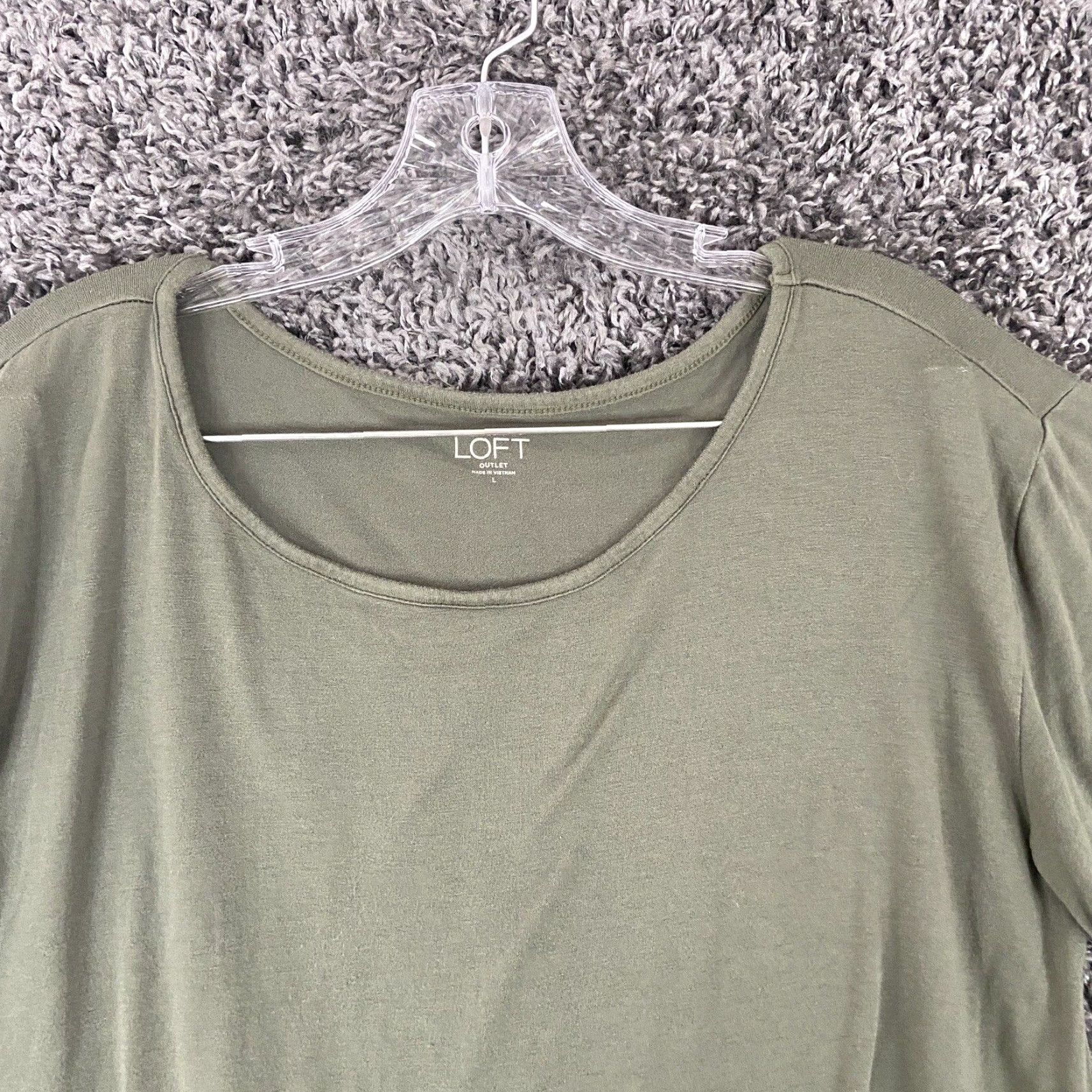 Loft VINTAGE? No. Loft Outlet Women Blouse Short Sleeve Tie Green L Size L / US 10 / IT 46 - 4 Thumbnail