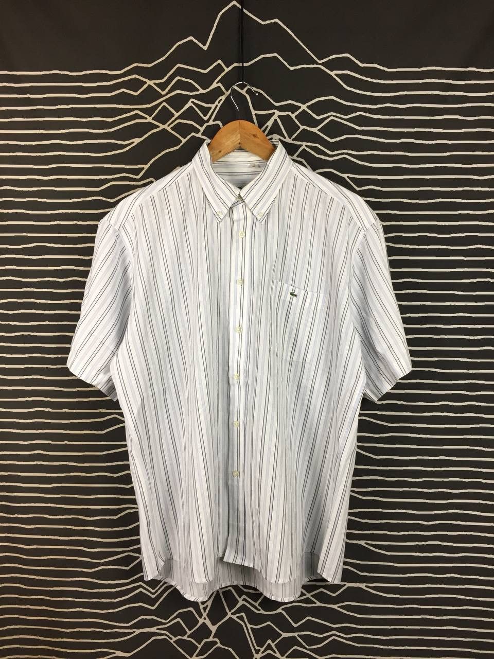Lacoste Lacoste Embroidered Logo Pinstripe Button Down Shirt Size US XL / EU 56 / 4 - 2 Thumbnail