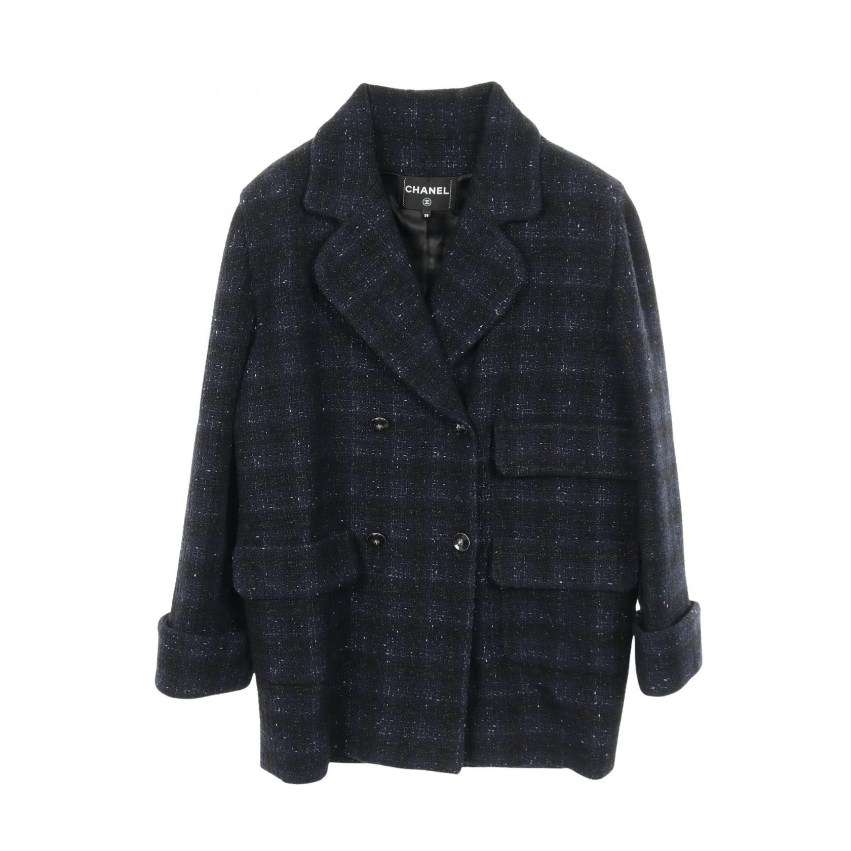 Chanel Chanel Chanel Bijou Lion Button Wool Tweed Coat Textile Outerwear DUTY FREE for USA Size ONE SIZE - 1 Thumbnail