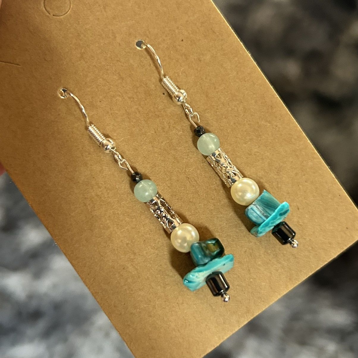 Handmade Handcrafted elegant genuine abalone shell vintage earrings Size ONE SIZE - 1 Thumbnail