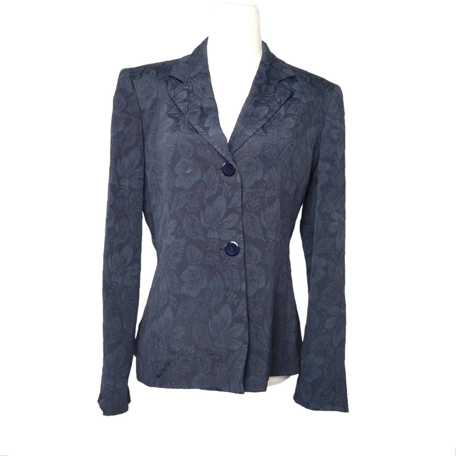 Jones New York VINTAGE 90s Jones Wear navy blue floral blazer jacket Blazer 6 Adult Regular Navy Floral 1990s Jones New York Mens Womens? Size M / US 6-8 / IT 42-44 - 2 Thumbnail
