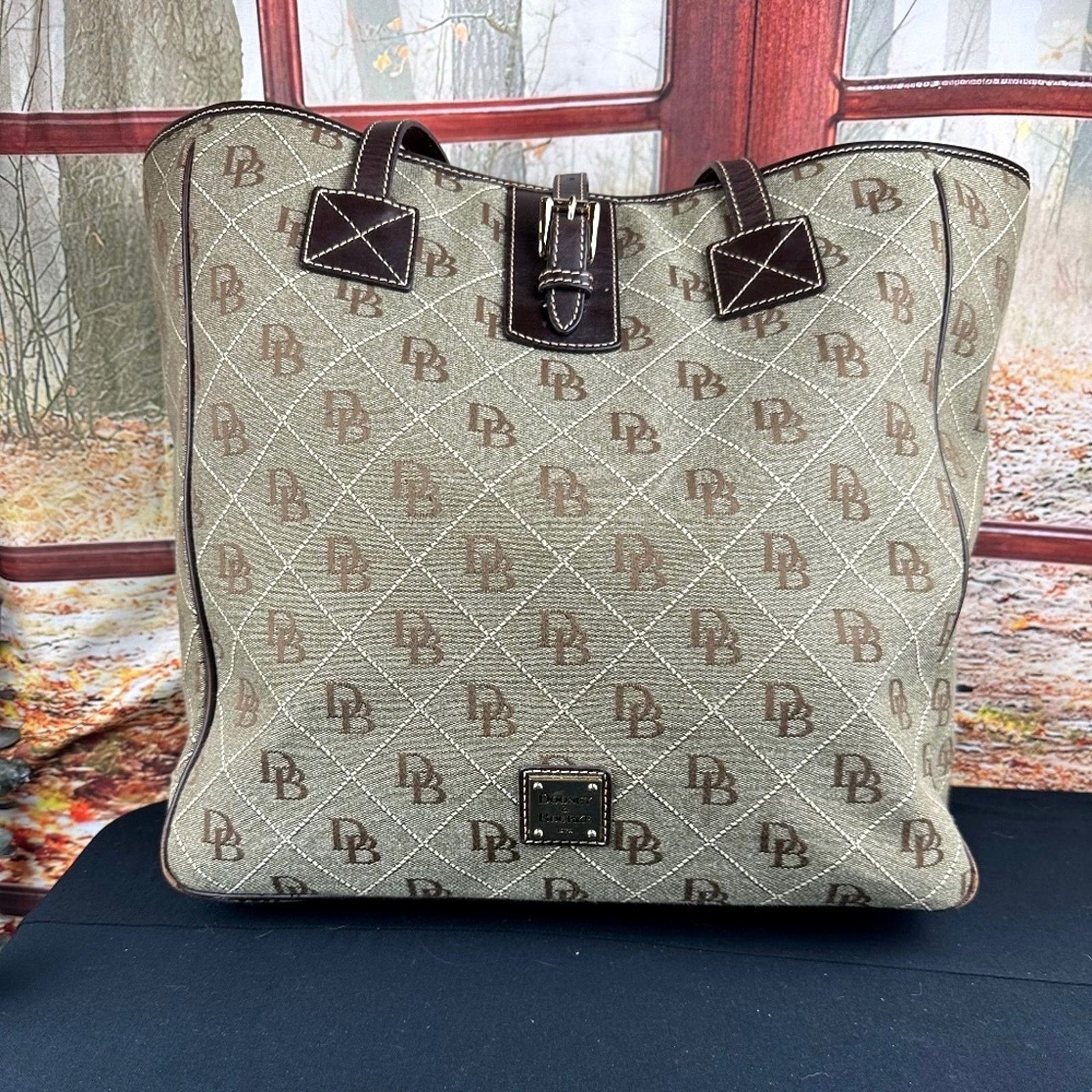 Dooney & Bourke Dooney & Bourke Signature Canvas Tote Leather Accents Brown Size ONE SIZE - 4 Thumbnail