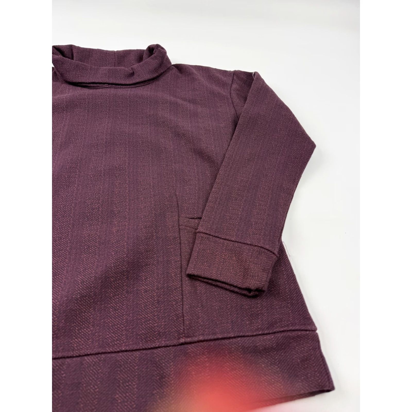 Vintage Columbia Shirt Womens Large Purple Herringbone Fleece Cowl Neck Tunic Top Size L / US 10 / IT 46 - 3 Thumbnail