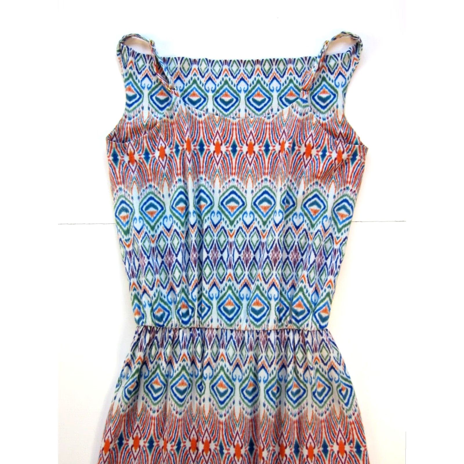 Vintage CAbi Cotton Jersey Stretch Orange Blue Green Long Maxi Slip Tank Dress XS Size XS / US 0-2 / IT 36-38 - 6 Thumbnail