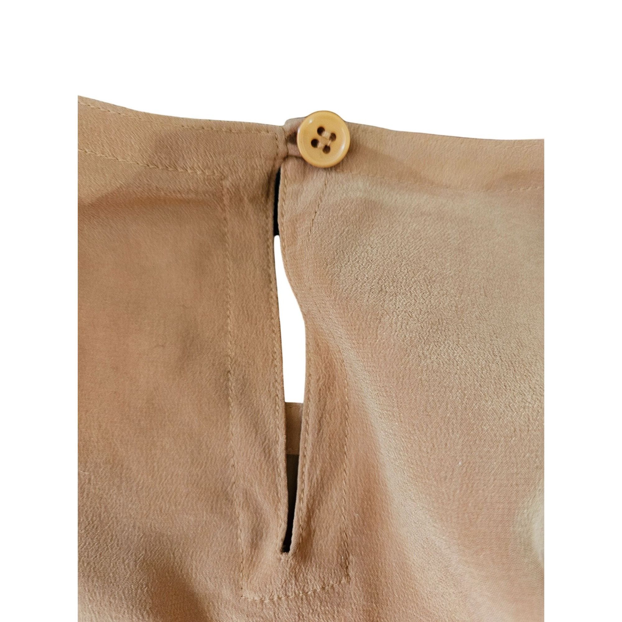 Other Brown Satin Short Sleeve Top With 80s Shoulder Pads & Back B Size M / US 6-8 / IT 42-44 - 3 Thumbnail