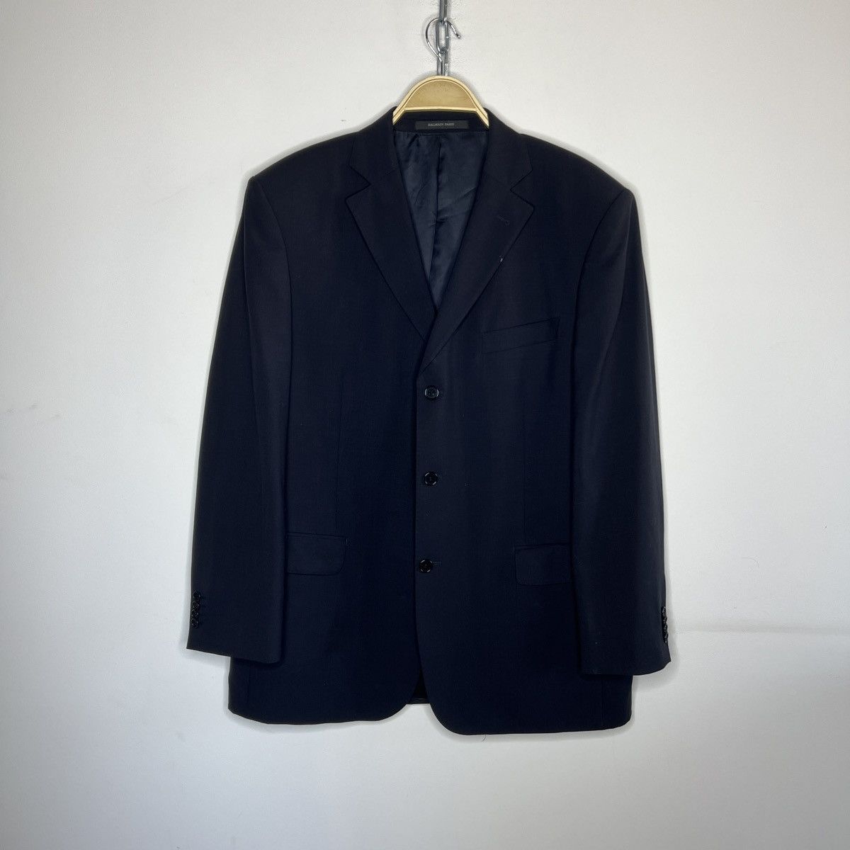 Balmain × Vintage Vintage BALMAIN Black Blazer Wool Jacket L size 42r Size 42R - 1 Thumbnail