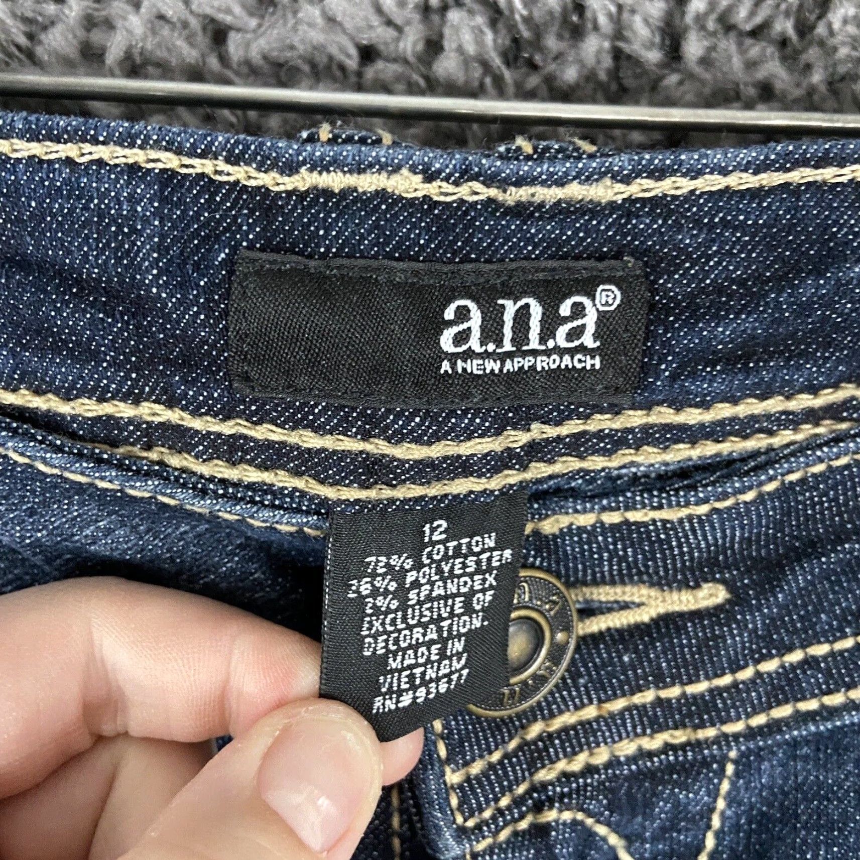 Vintage a.n.a Women's Blue Skinny Jeans 12 Size 34" / US 12 / IT 48 - 5 Thumbnail