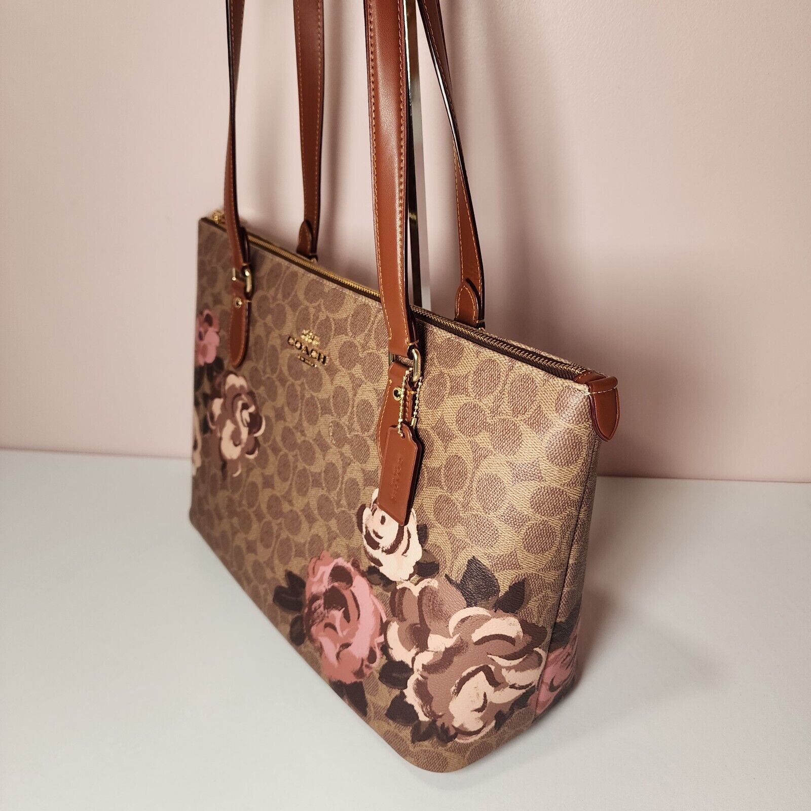 Coach NWT Coach CZ180 Signature Rose Gallery Tote Top Zip Multi Size ONE SIZE - 2 Thumbnail