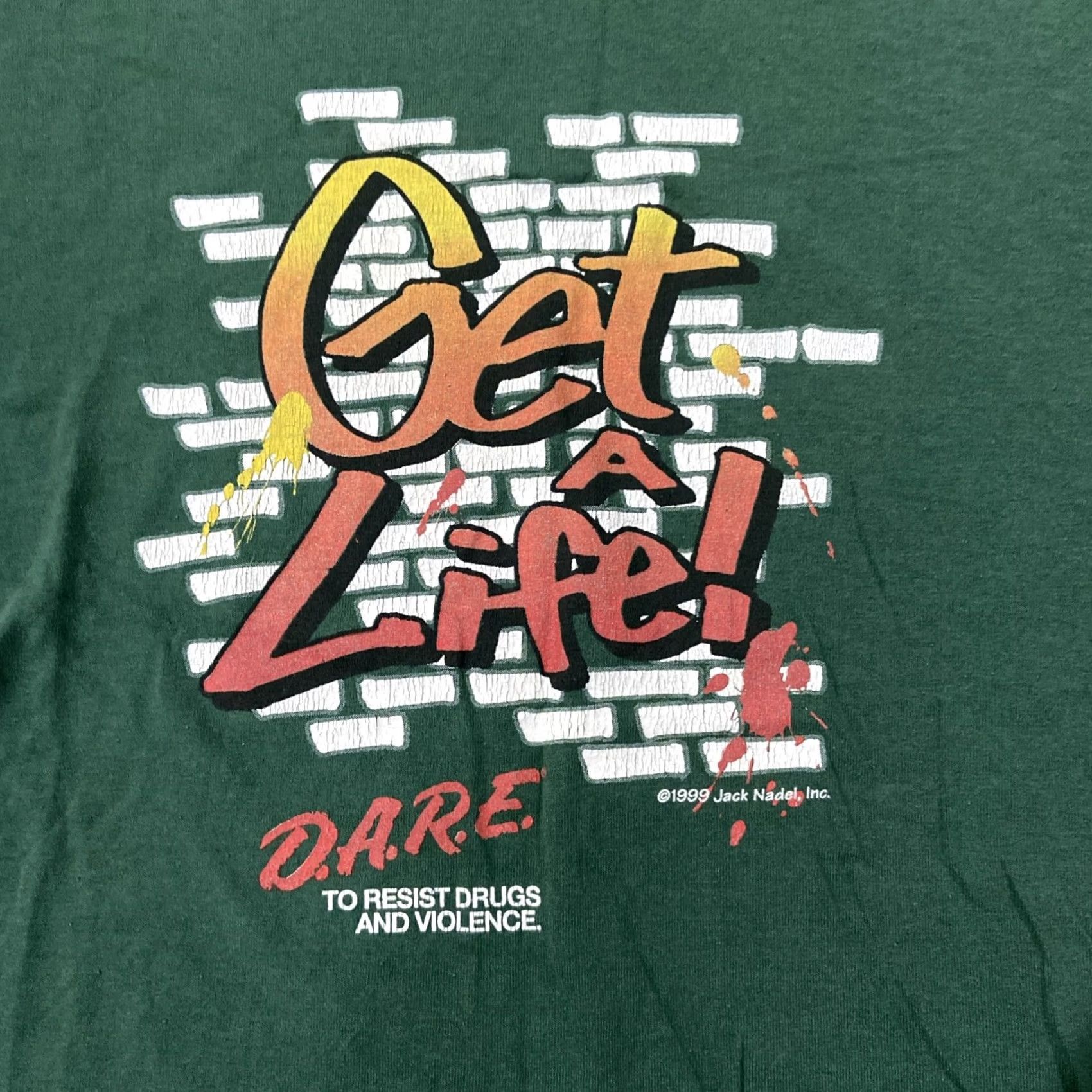 Hanes VINTAGE Hanes T-Shirt DARE 1999 Get A Life Green L Men's 90s DARE Logo Crew Neck Short Sleeve Clothing Size US L / EU 52-54 / 3 - 2 Thumbnail