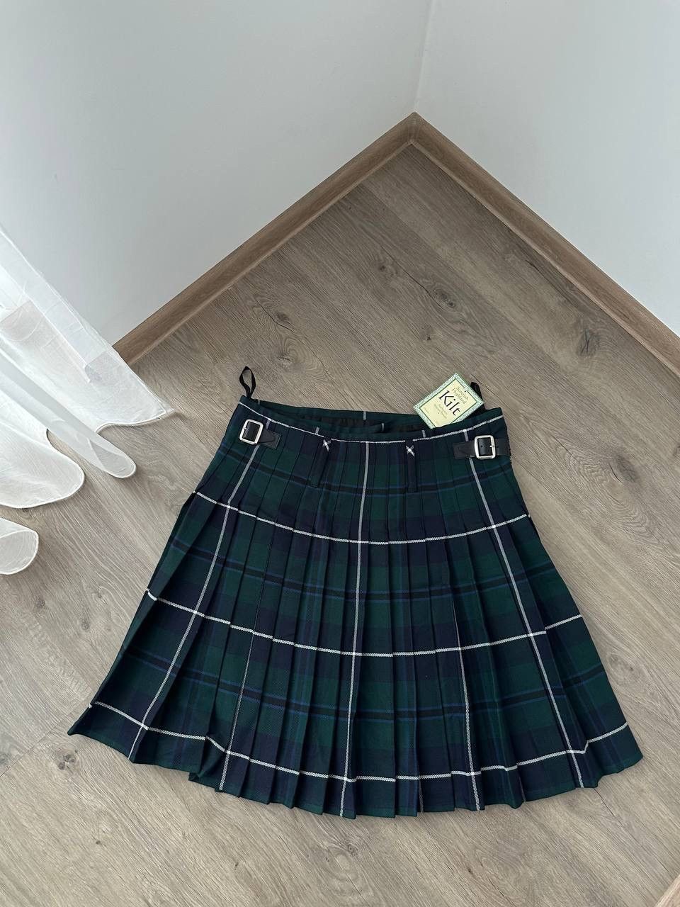 Vintage Vintage Scottish Highland Woven Green Cell Skirt Kilt Size 30" / US 8 / IT 44 - 3 Thumbnail