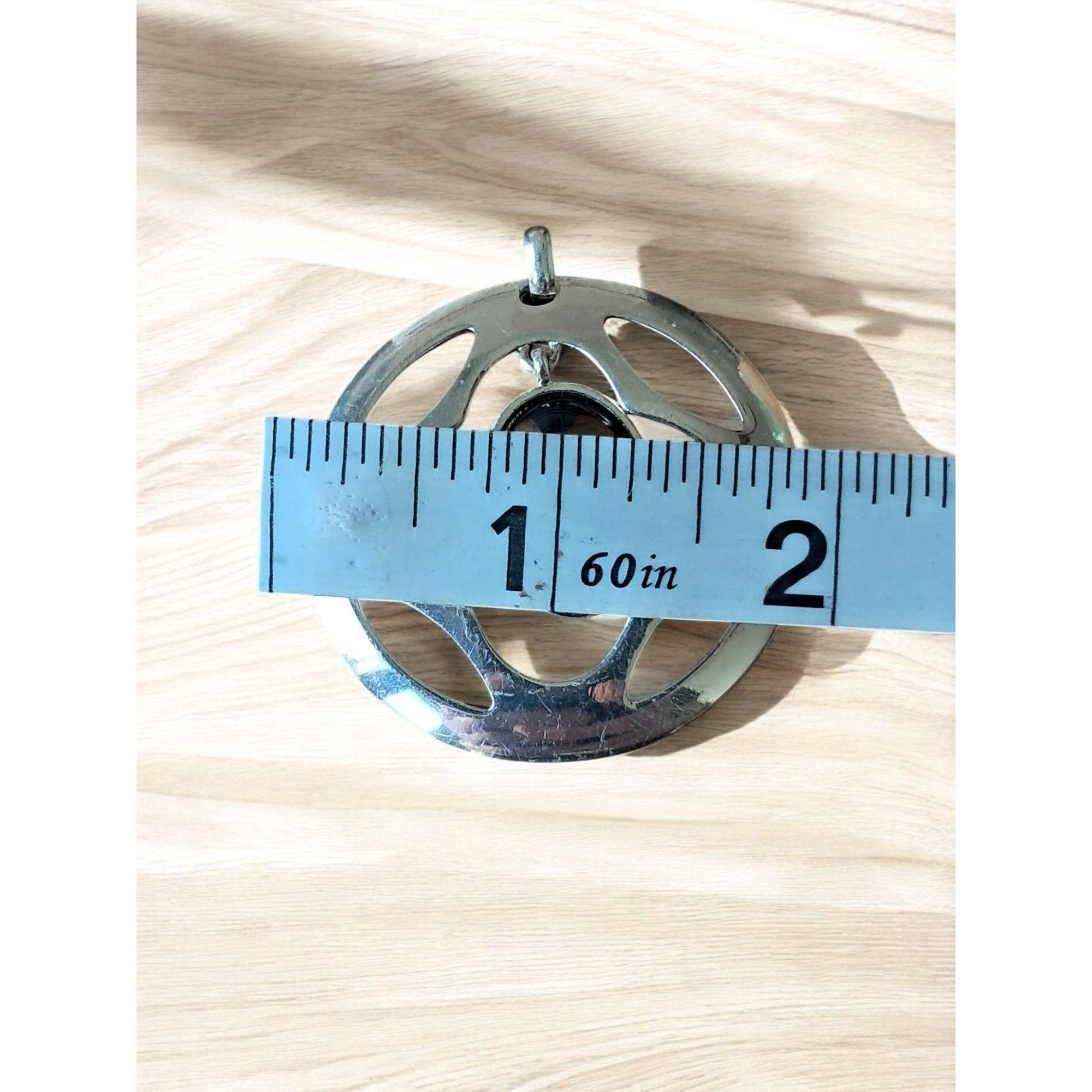 Other Silver Tone Circle with Black Cabochon Pendant Size ONE SIZE - 3 Thumbnail
