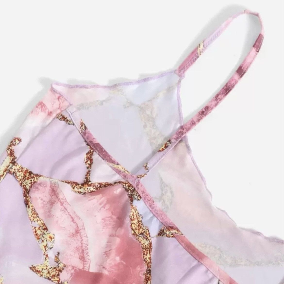 Other New Pink Purple Gold Marble Curly Trim Crop Top Women Small Size S / US 4 / IT 40 - 5 Thumbnail