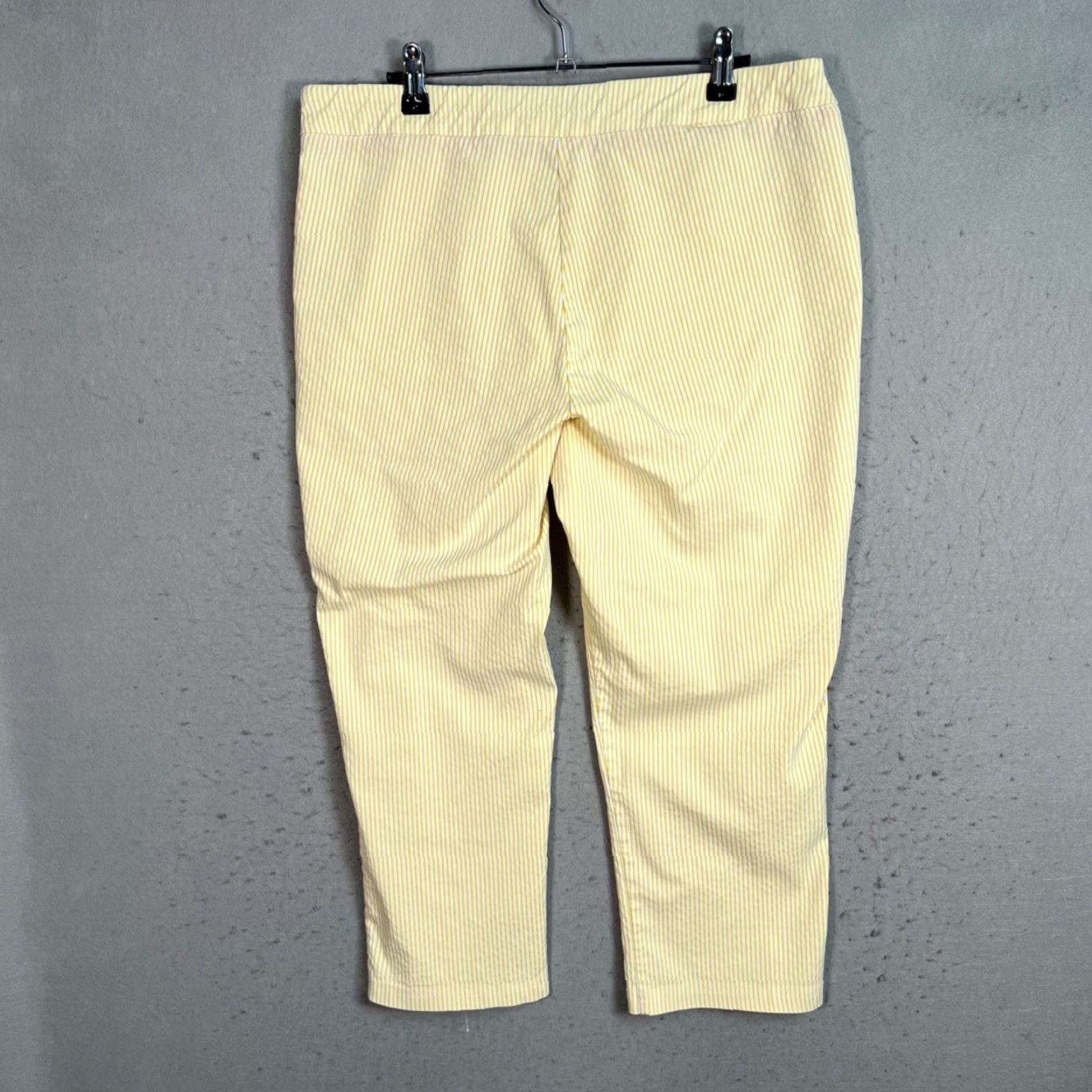 Nanette Lepore Nanette Lepore Pants Womens Size Large Yellow & White Striped Stretch Cropped Size 36" / US 14 / IT 50 - 2 Thumbnail