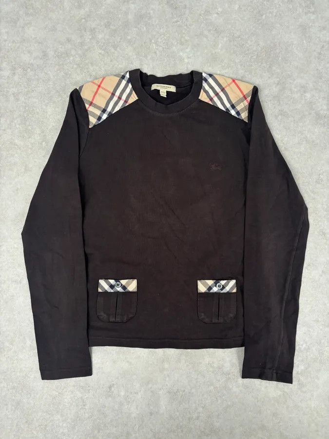 Burberry Burberry Brown Cotton Check Shoulder Panel Longsleeve T-Shirt Size S / US 4 / IT 40 - 1 Thumbnail