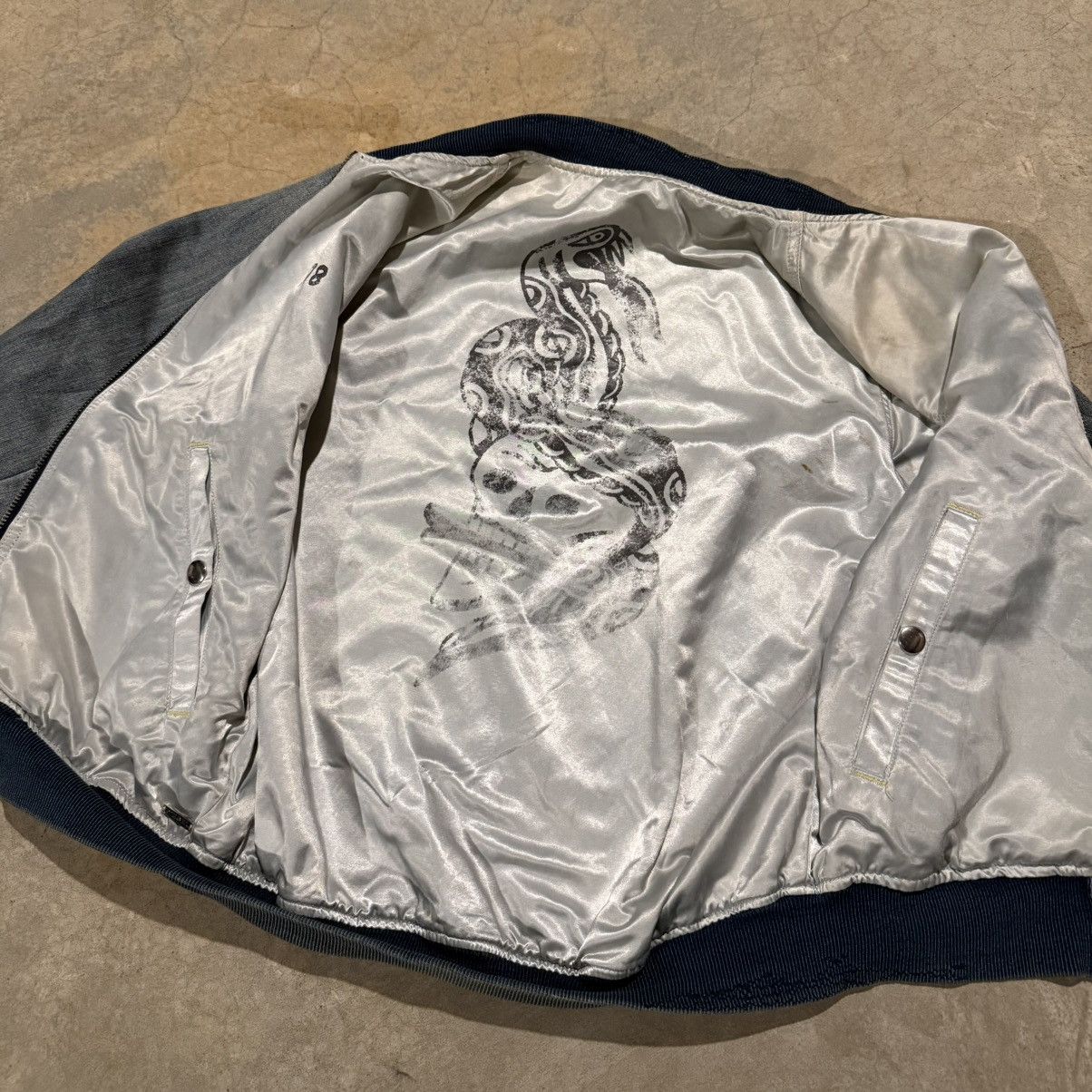 Diesel Vintage Diesel Faded Denim Reversible Bomber Jacket Grunge Size US L / EU 52-54 / 3 - 10 Thumbnail