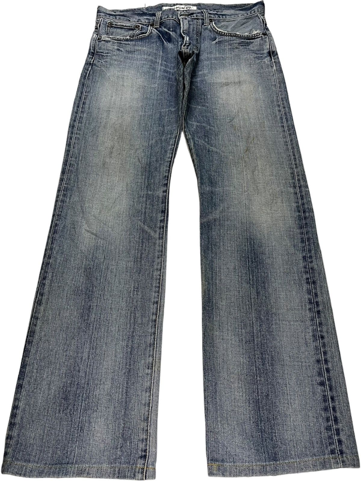 Edwin × Japanese Brand Exclusive Vintage Edwin Light Wash Distressed Loose Jeans Size US 33 - 1 Thumbnail