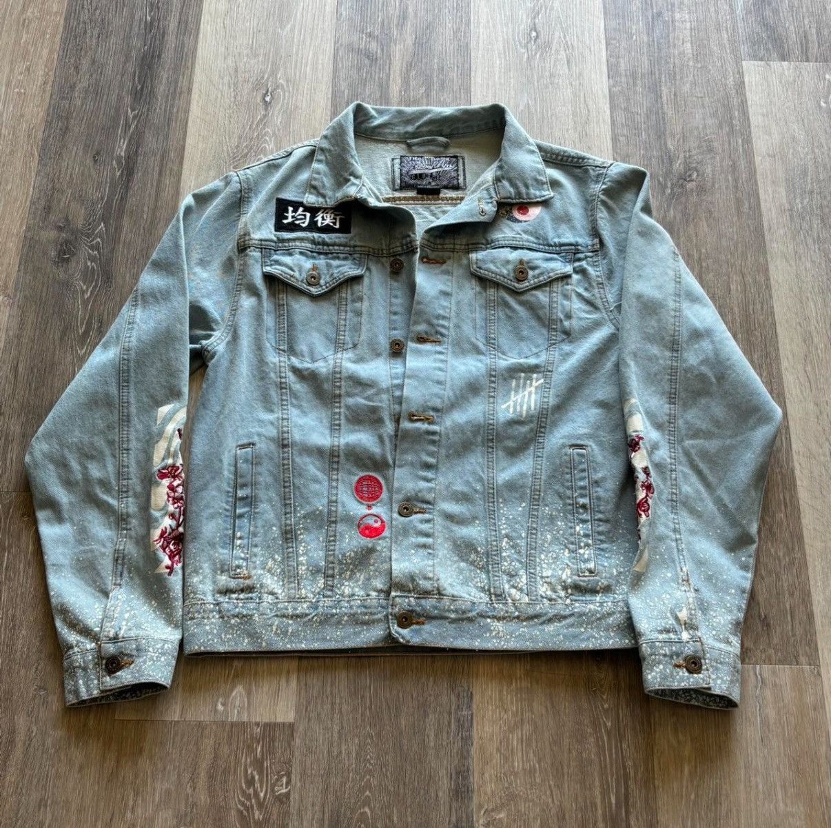 Brooklyn Cloth × Vintage Splattered paint floral pattern denim jacket Size US L / EU 52-54 / 3 - 1 Thumbnail