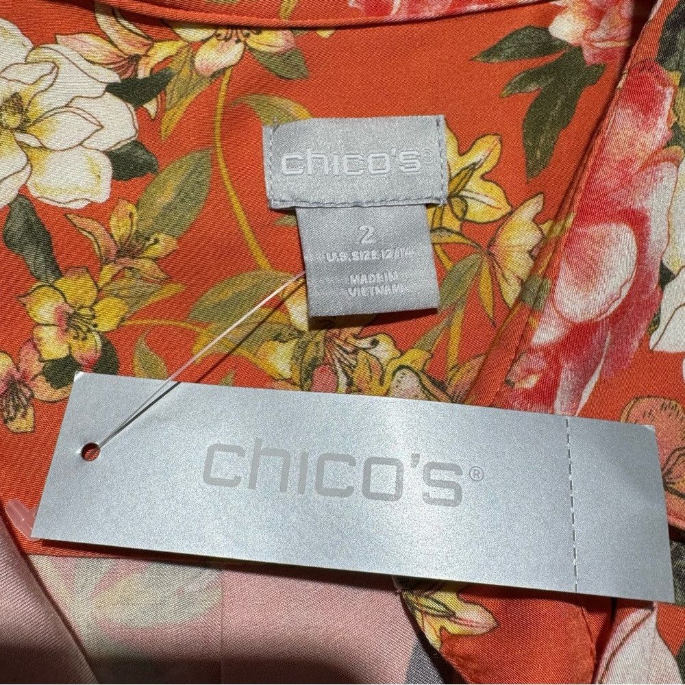 Chicos NWT New Chico's Sandwashed Satin Floral Print Shirt Size 2 Size L / US 10 / IT 46 - 8 Thumbnail