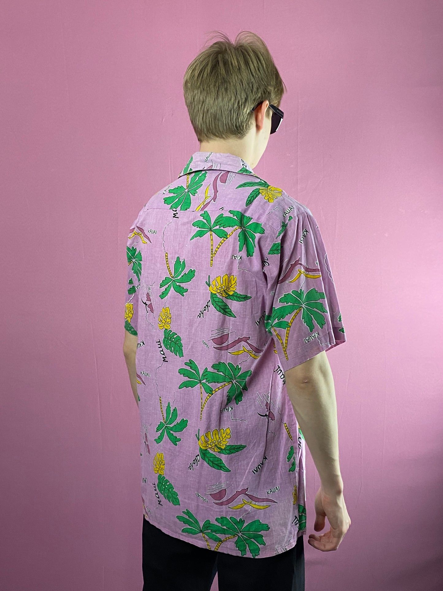 Vintage 80s Sun Light Vintage Men's Palms Print Hawaiian Shirt - S Size US S / EU 44-46 / 1 - 3 Thumbnail
