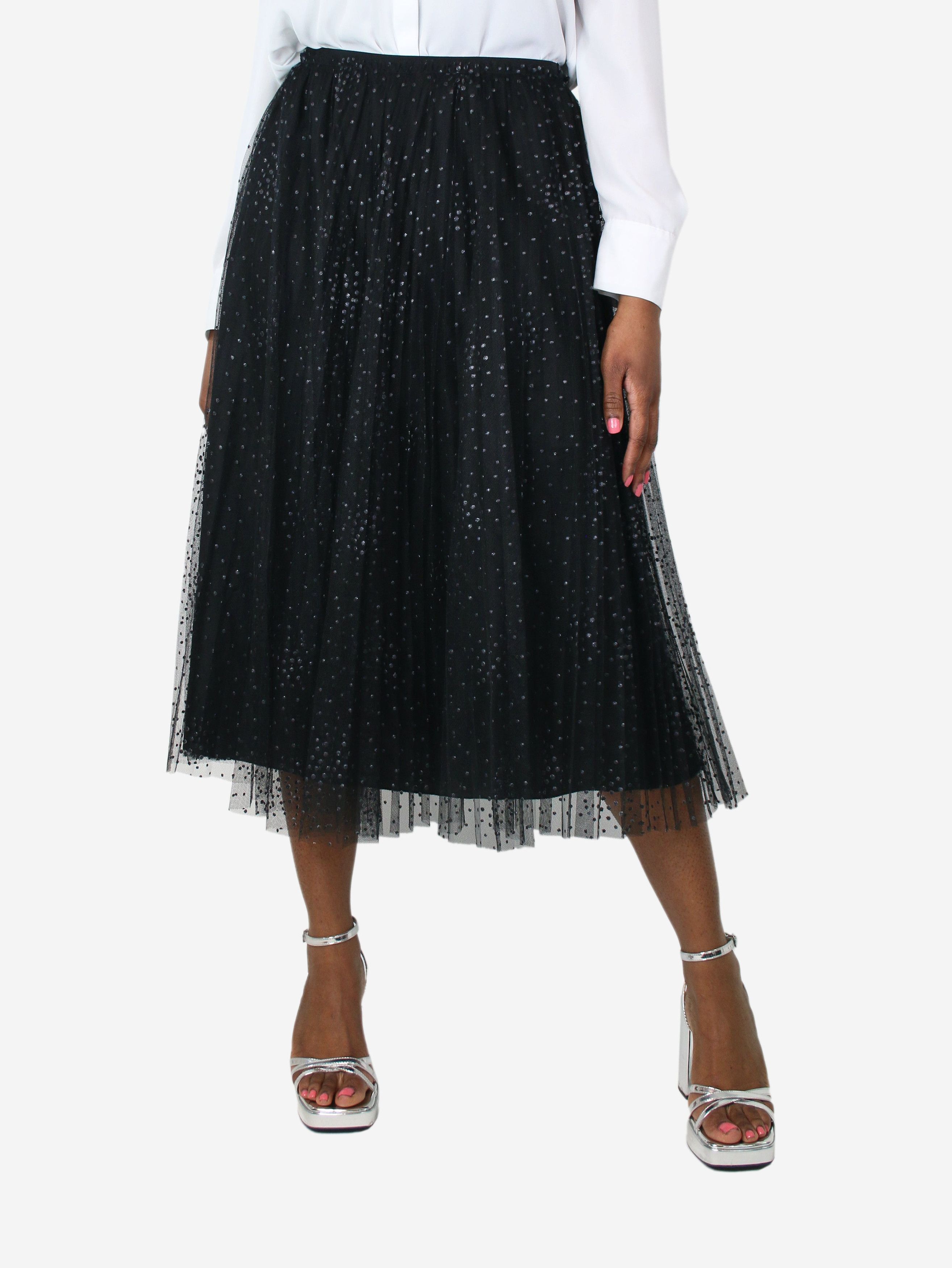 image of Red Valentino Black Polka Dot Tulle Midi Skirt - Size Uk 12, Women's