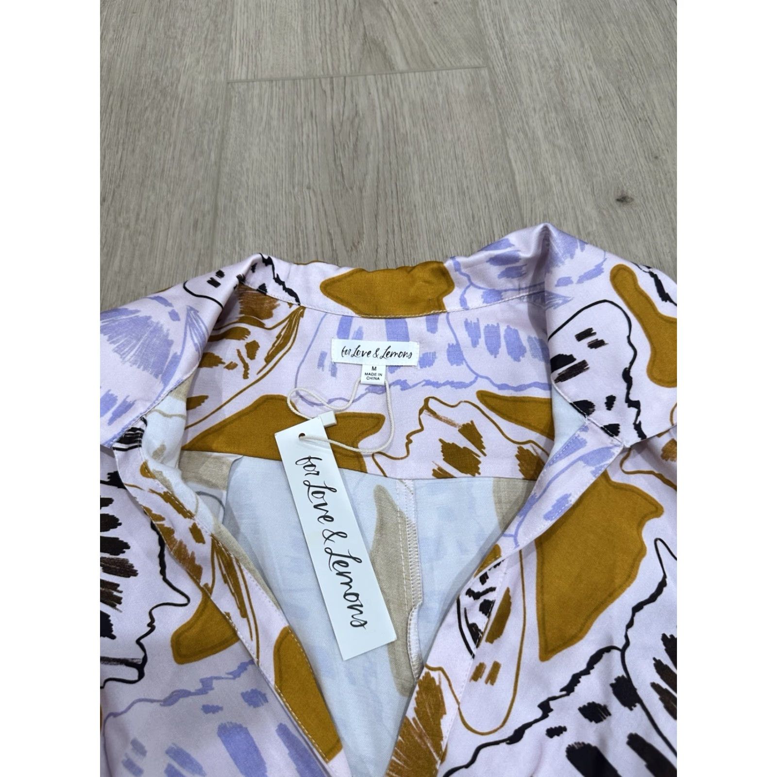 For Love & Lemons For Love & Lemons M Esmeralda Mini Dress Butterfly Ruched Long Sleeve V-Neck Satin Multicolor Floral Dress Short Women M Size M / US 6-8 / IT 42-44 - 5 Thumbnail