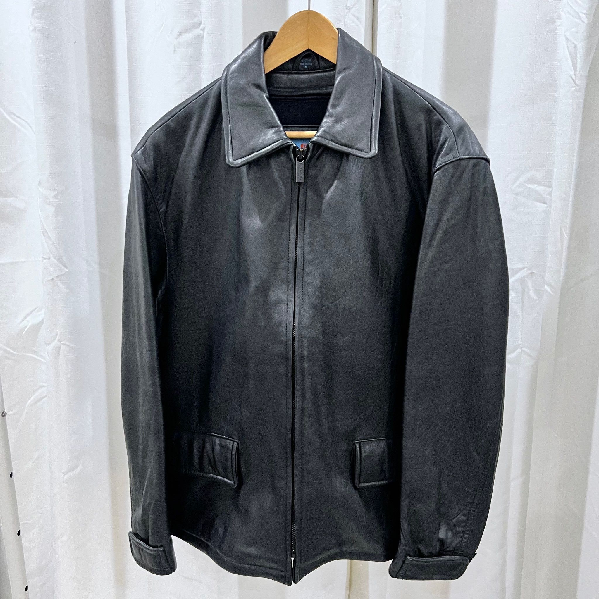 Kenneth Cole Leather Jacket Removable Polyester Vest Lining