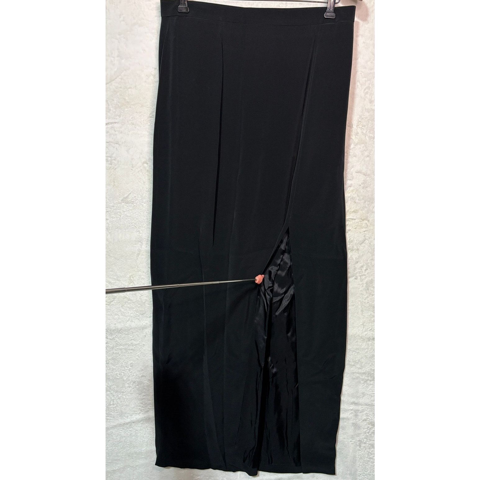 Oleg Cassini OLEG CASSINI Black Maxi Pencil Skirt w/ High Slit | Size 14 Size 36" / US 14 / IT 50 - 1 Thumbnail
