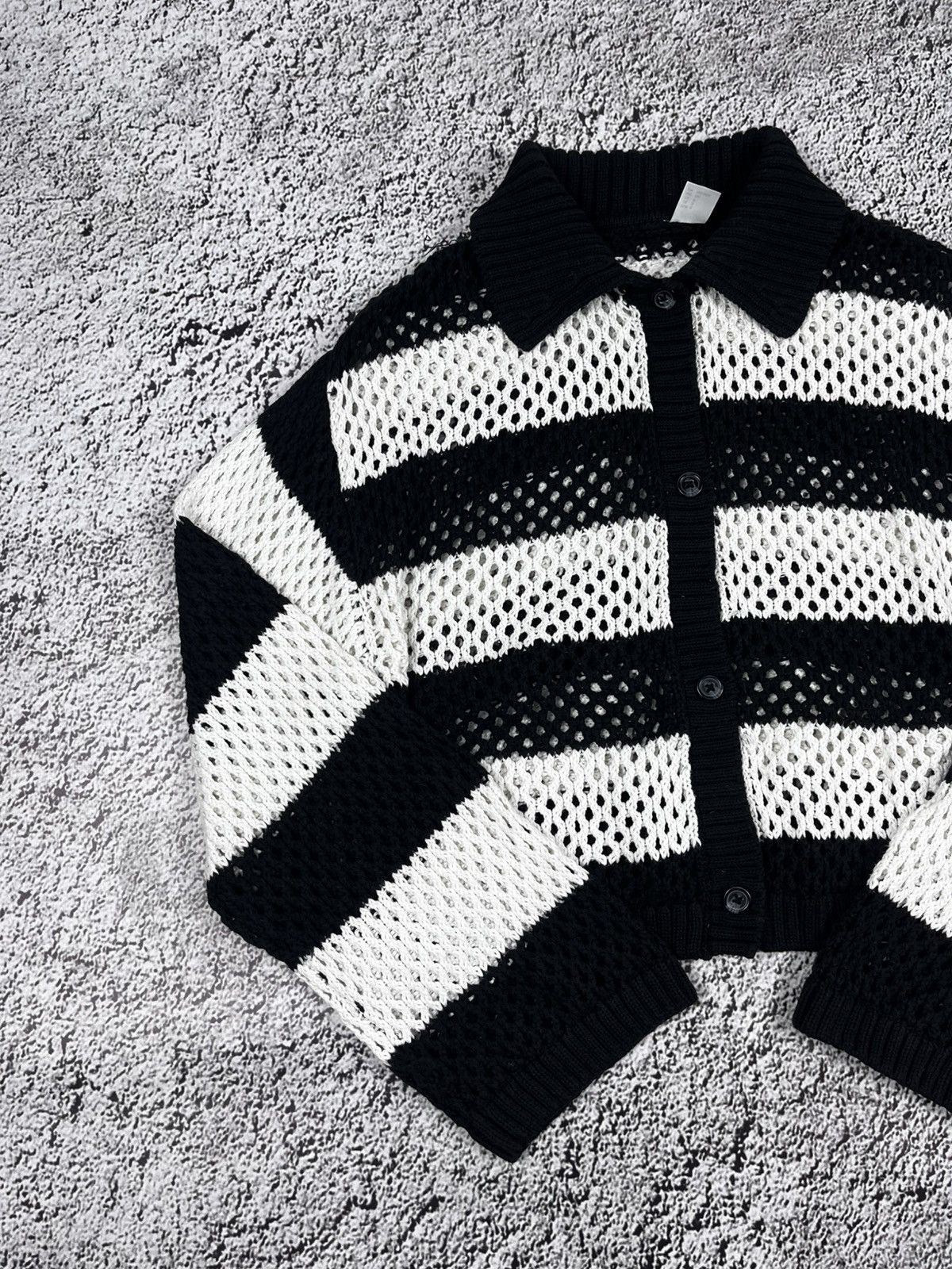 Vintage Vintage Y2K striped mesh cardigan rock japanese size s Size S / US 4 / IT 40 - 2 Thumbnail
