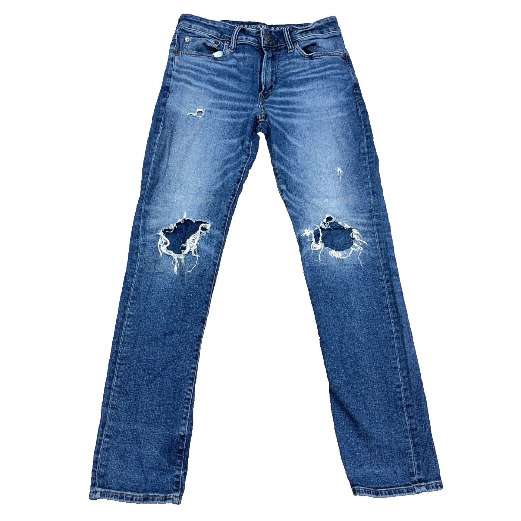 American Eagle Outfitters American Eagle Outfitters Jeans Men Slim Straight Distressed 30x32 Blue Cotton 5-Pocket Denim Size US 30 / EU 46 - 2 Thumbnail