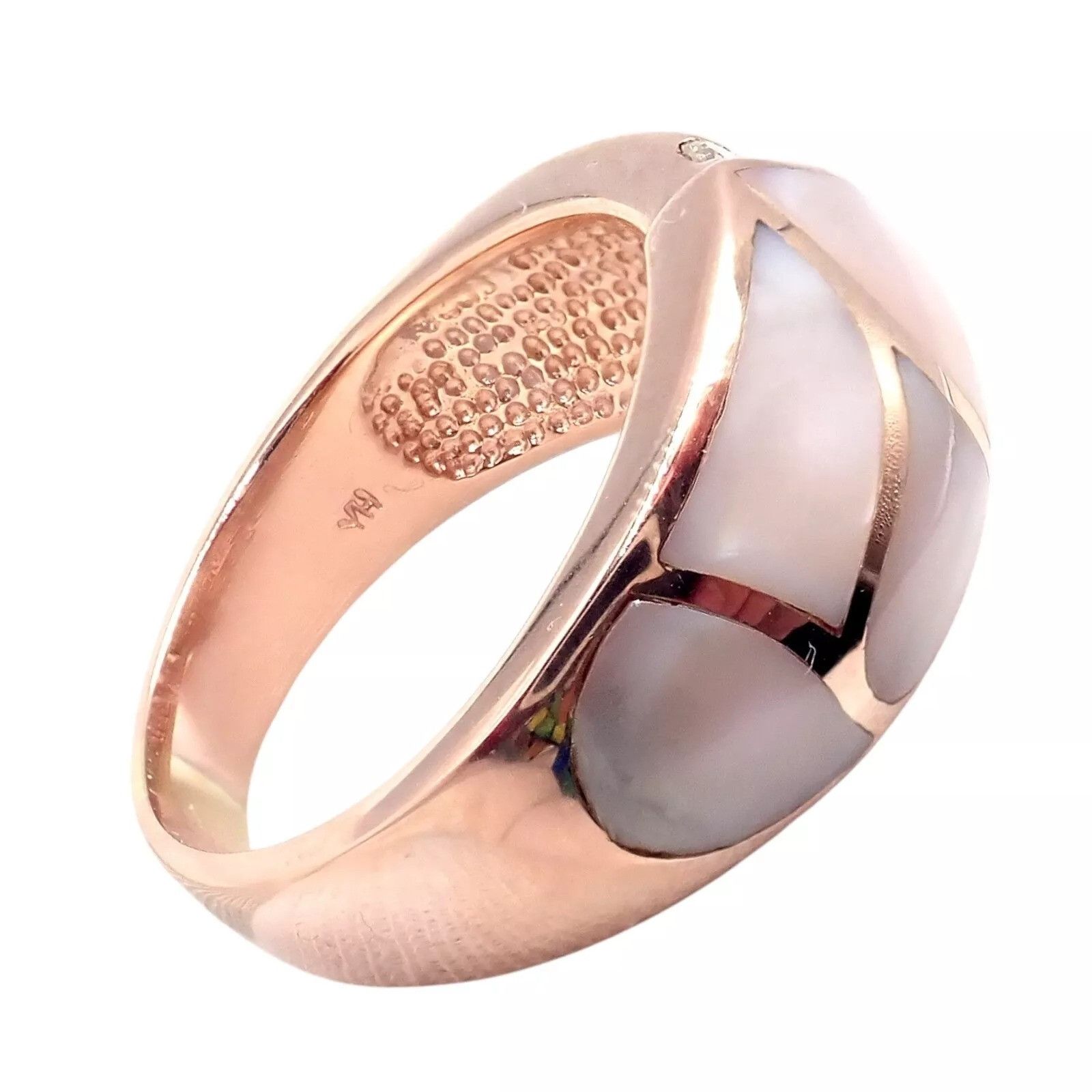 The Unbranded Brand Estate 14k Rose Gold Diamond Mother of Pearl Ring sz 7.5 Size ONE SIZE - 6 Thumbnail