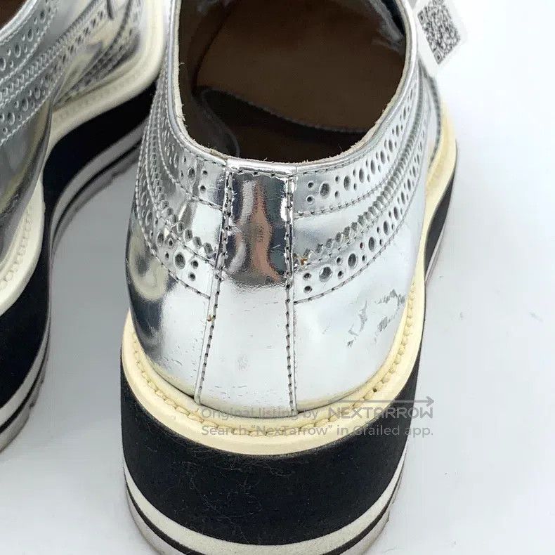 Prada Prada Silver Baroque carved lace-up casual flat muffin sho Size US 6.5 / IT 36.5 - 8 Thumbnail