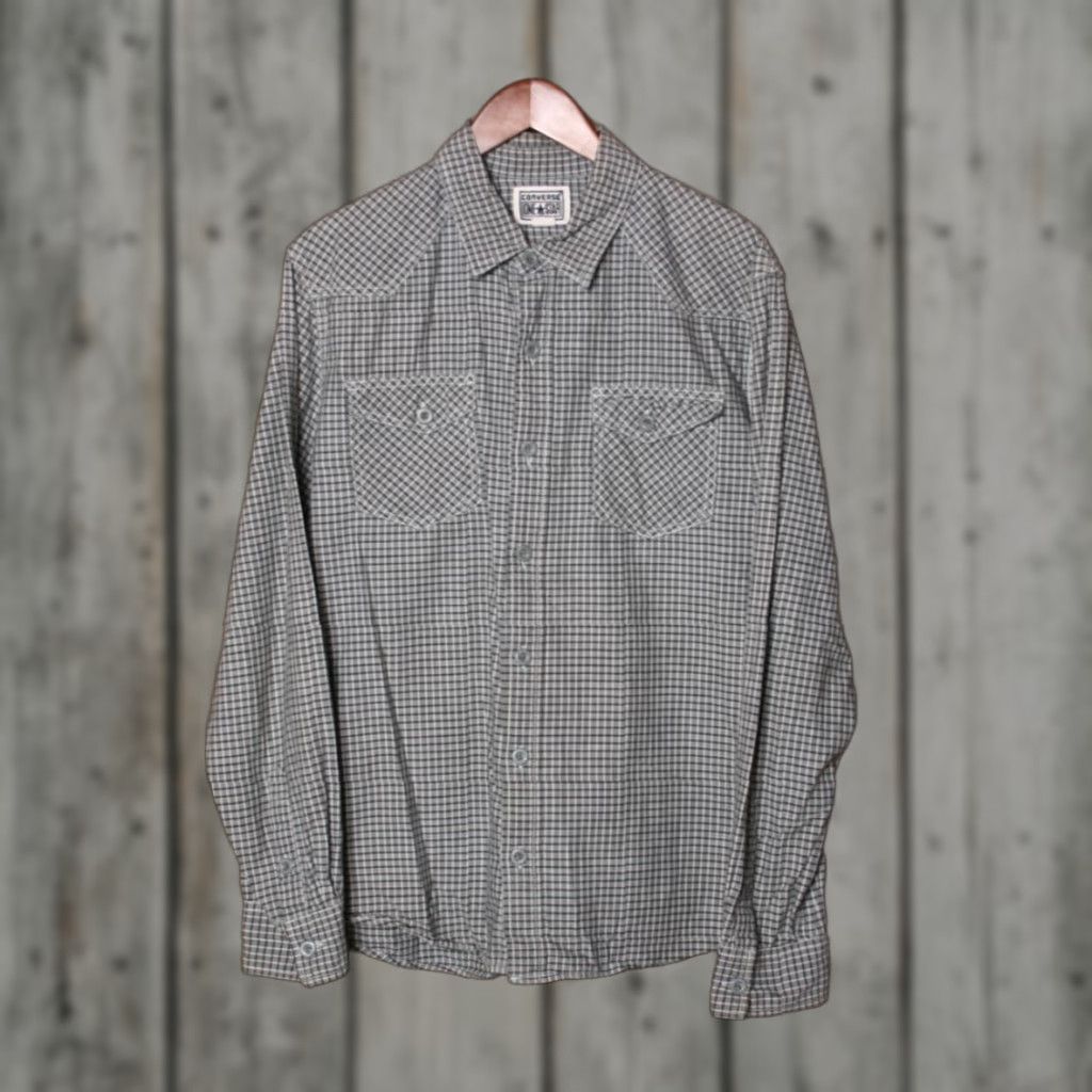Converse VINTAGE CONVERSE One Star Plaid Shirt L/Black & White Check Button Front Long Sleeve Mens Shirt Size US L / EU 52-54 / 3 - 1 Thumbnail
