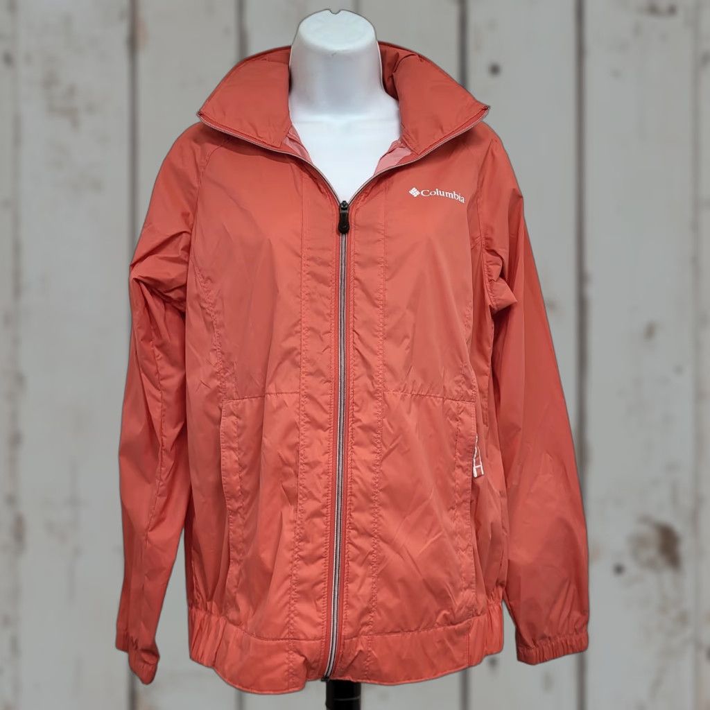 Rains Columbia Jacket Women's Small Coral Hooded Rain Suit Outdoor Hiking School Windbreaker Size S / US 4 / IT 40 - 1 Thumbnail