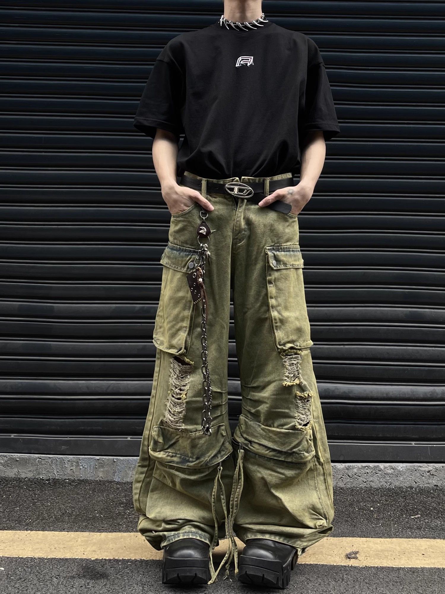 Japanese Brand Hip hop ripped wide leg jeans Size US 32 / EU 48 - 2 Thumbnail