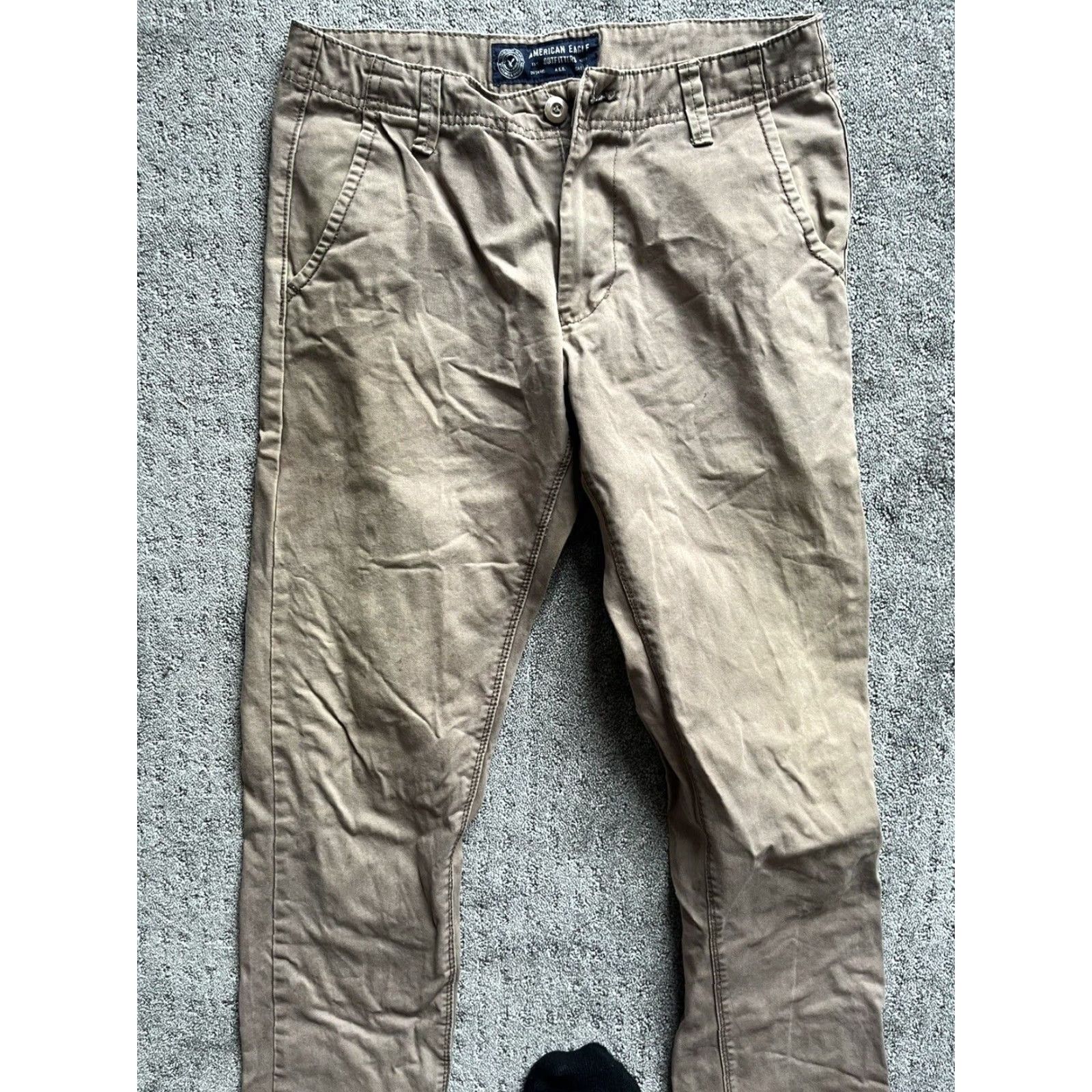American Eagle Outfitters VINTAGE American Eagle AE Khaki Straight Leg Knit Chino Pants Men 30 Brown 100% Cotton Flats Front Belt Loops Regular Inseam 30" Size 30 Mens Size US 30 / EU 46 - 2 Thumbnail