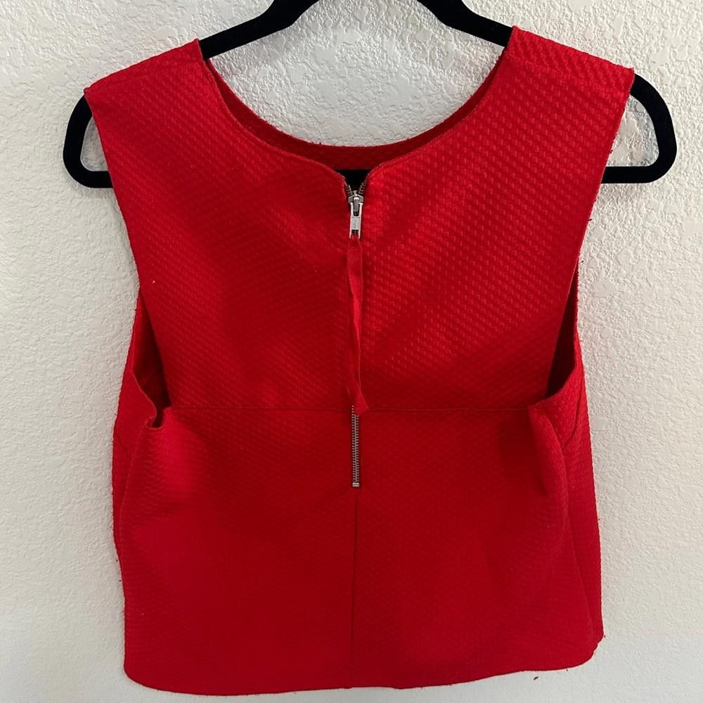 TROVE Trouvé Red Structured Textured Sleeveless Tank Top Large Size L / US 10 / IT 46 - 4 Thumbnail