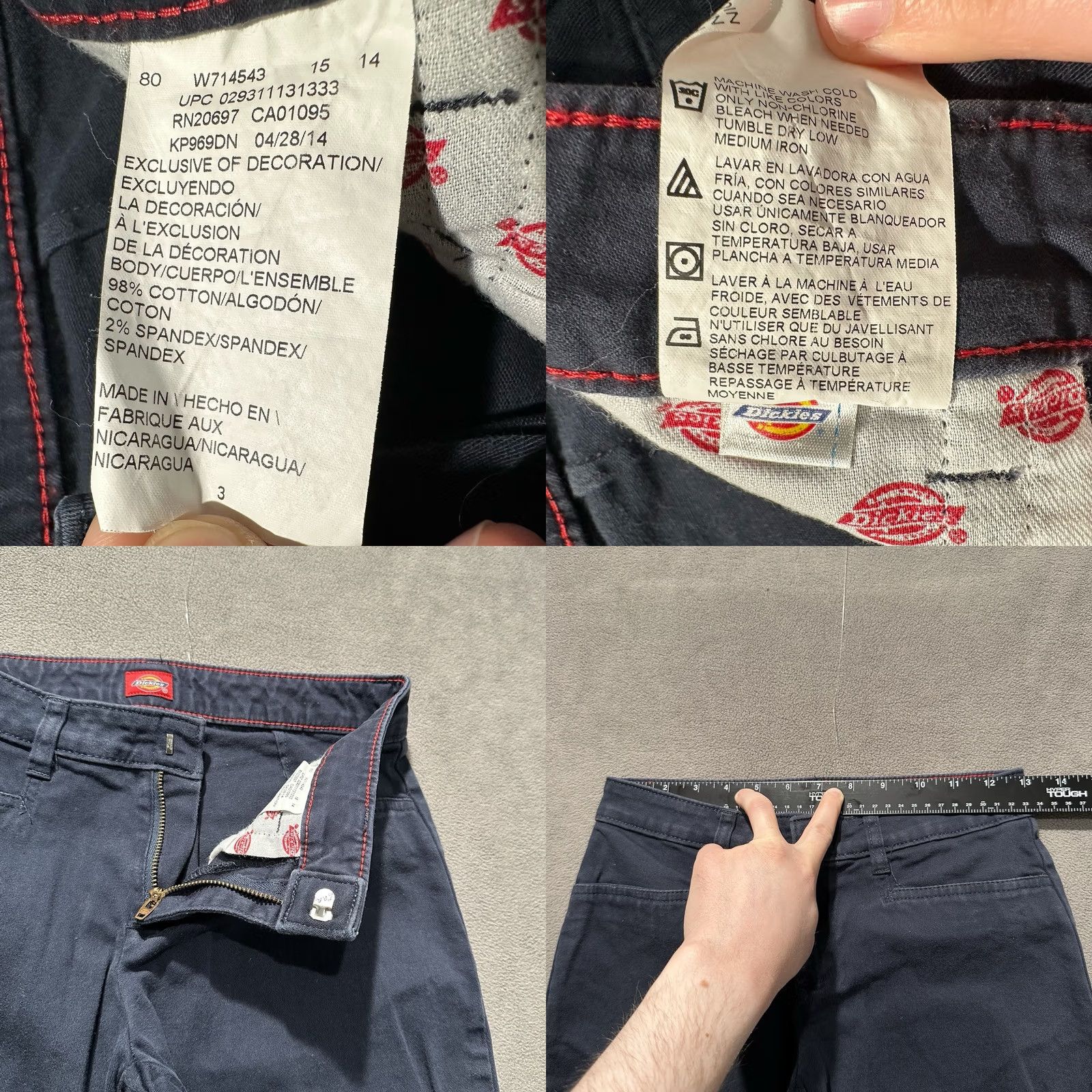 Dickies Dickies Pants Womens 3 Bootcut Stretch Beige Navy Blue Low Rise Inseam 30" Junior Size 3 Womens Regular Front Pocket EUC Size 26" / US 2 / IT 38 - 8 Thumbnail