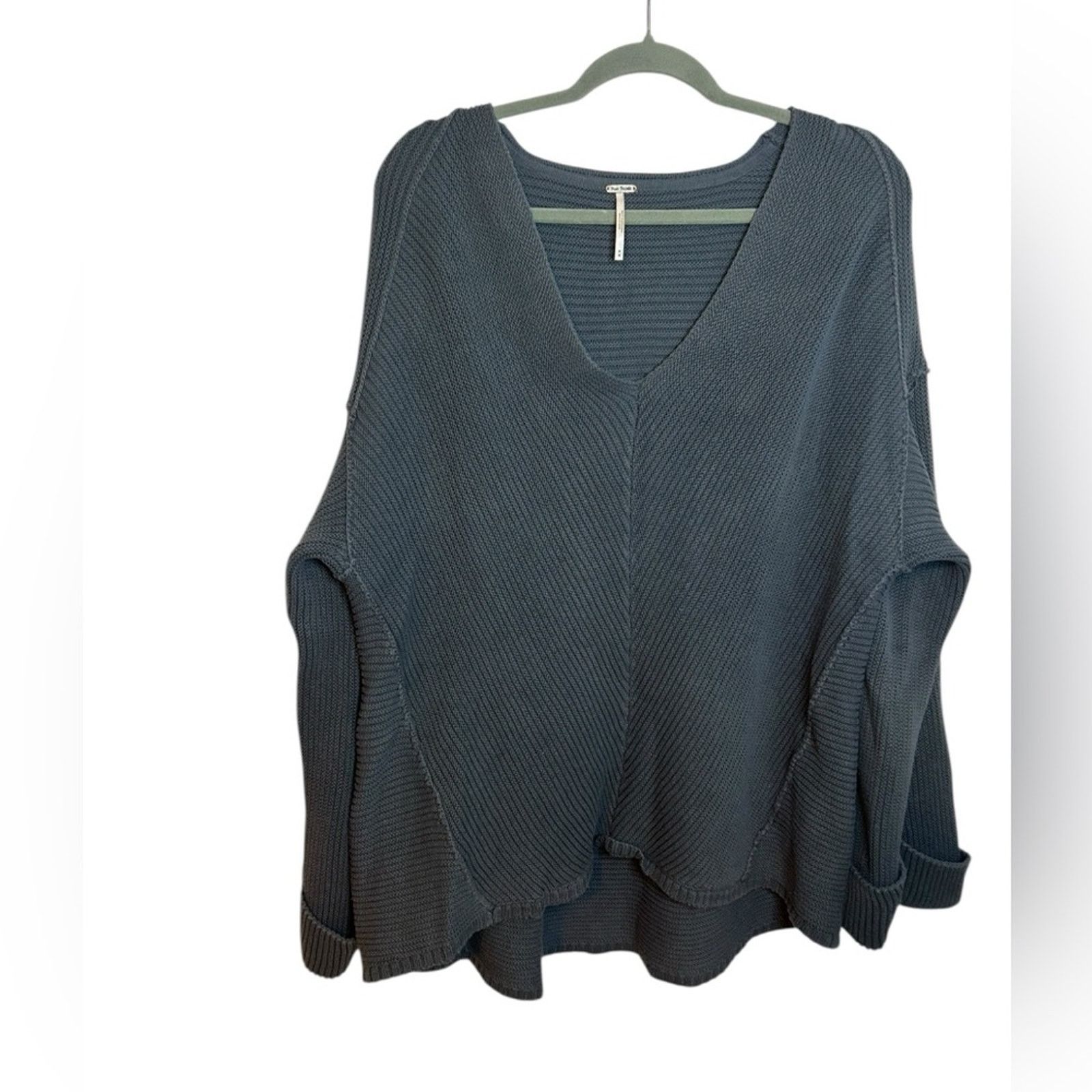 Free People Free People La Brea V-Neck Blue Gray Sweater Size M / US 6-8 / IT 42-44 - 1 Thumbnail